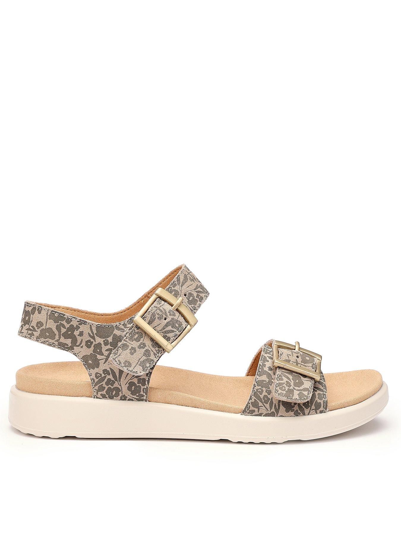 front image of hotter-corfu-khaki-floral