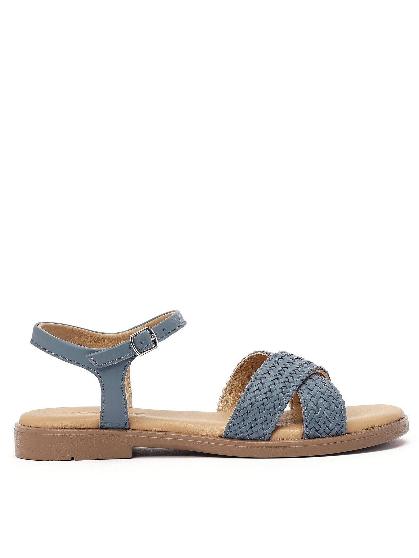Hotter Saskia Wide Fit Woven Sandals - Soft Blue