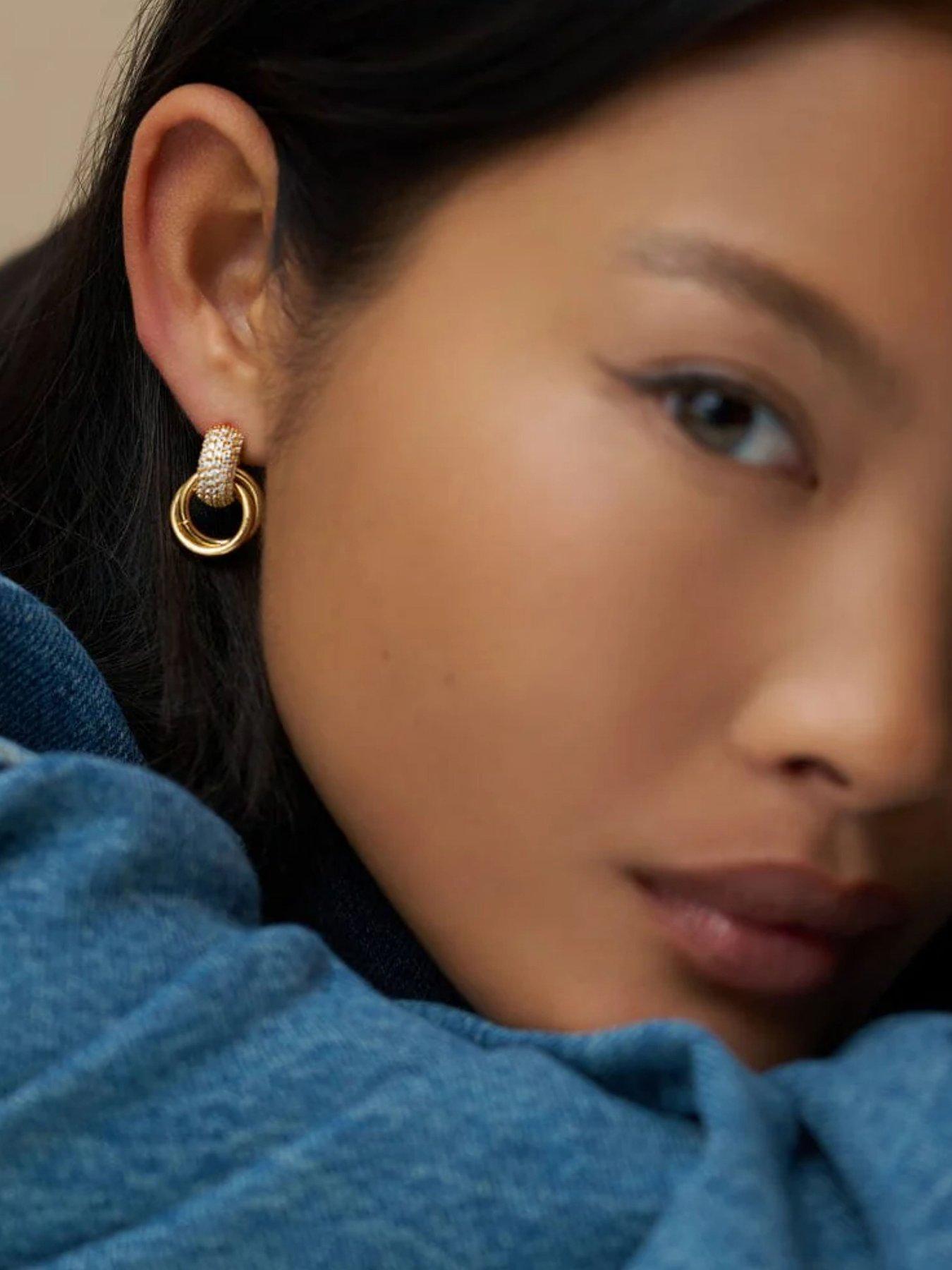 Image 1 of 2 of Orelia Pave Interlocking Earrings