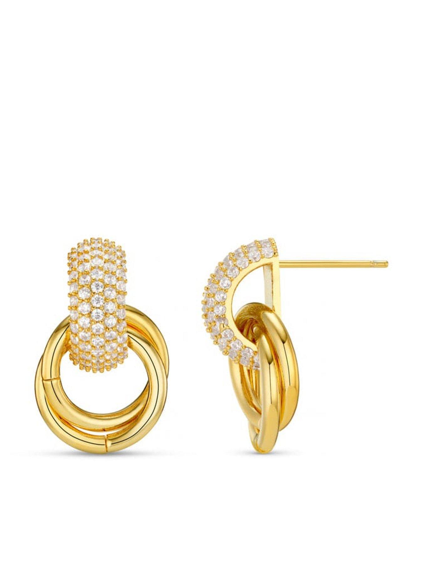 Image 2 of 2 of Orelia Pave Interlocking Earrings