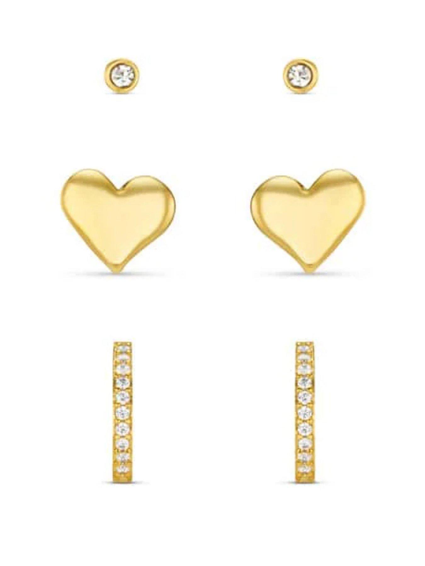Orelia Molten Heart & Pave Hoop Earring Pack