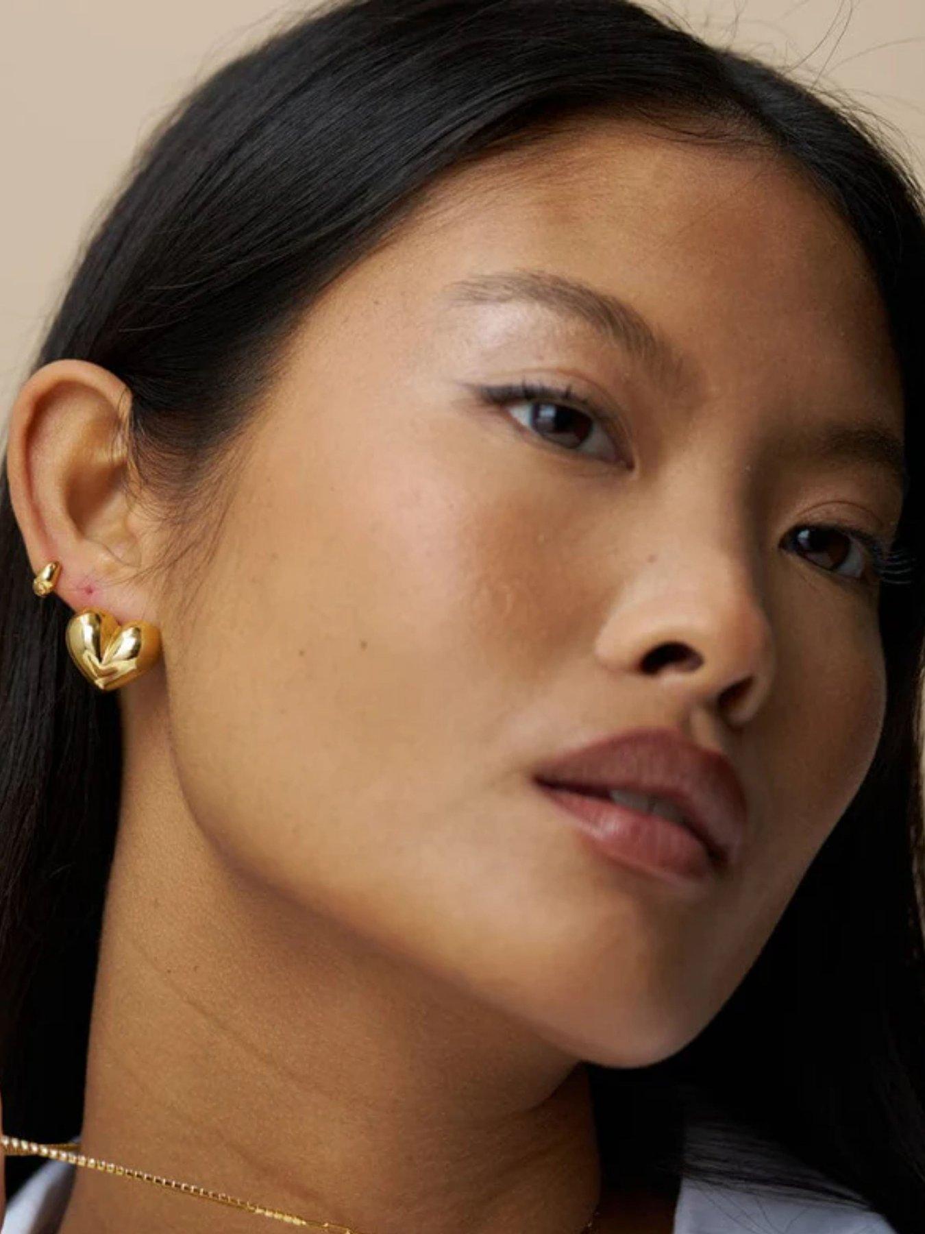 Image 1 of 3 of Orelia Statement Voluminous Heart Stud Earrings