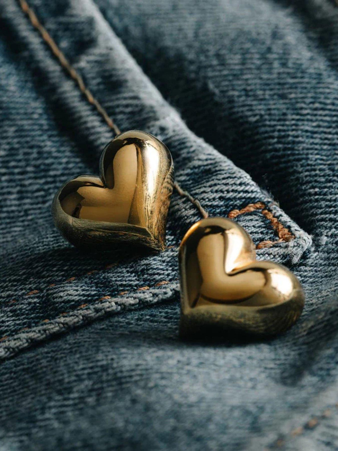 Image 3 of 3 of Orelia Statement Voluminous Heart Stud Earrings