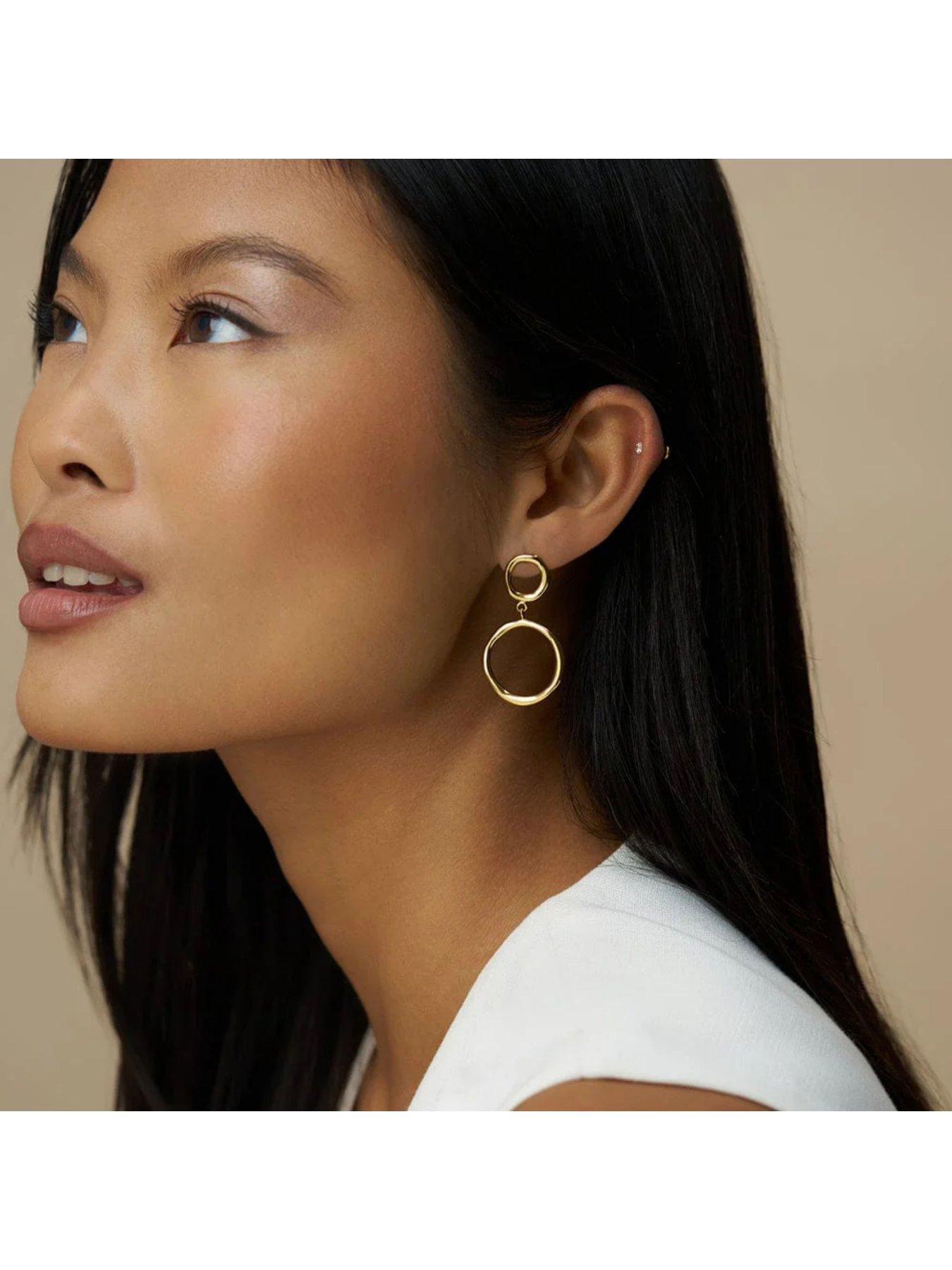 Image 2 of 2 of Orelia Organic Open Circle Drop Earrings