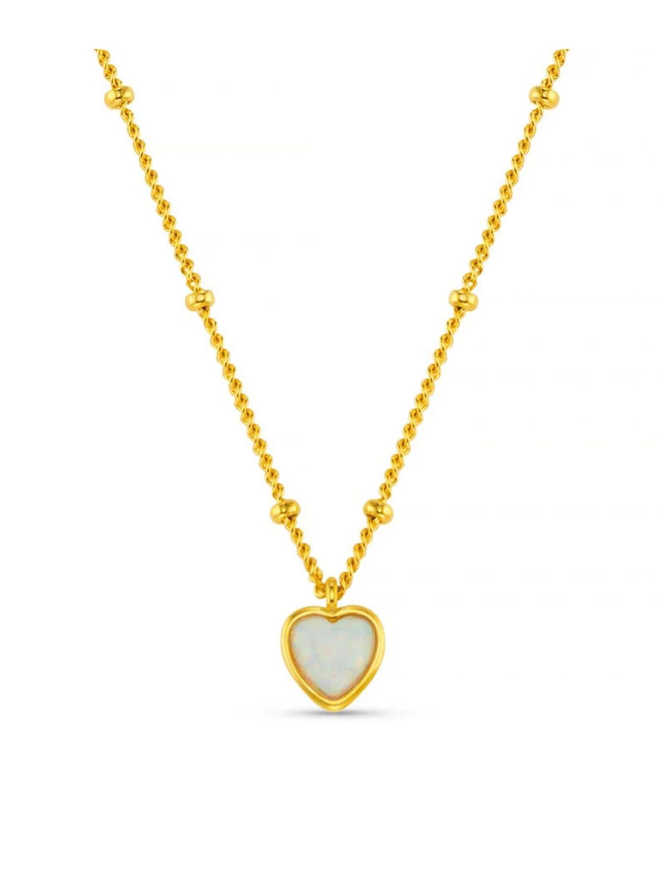 Image 2 of 3 of Orelia Opal Heart Charm Necklace