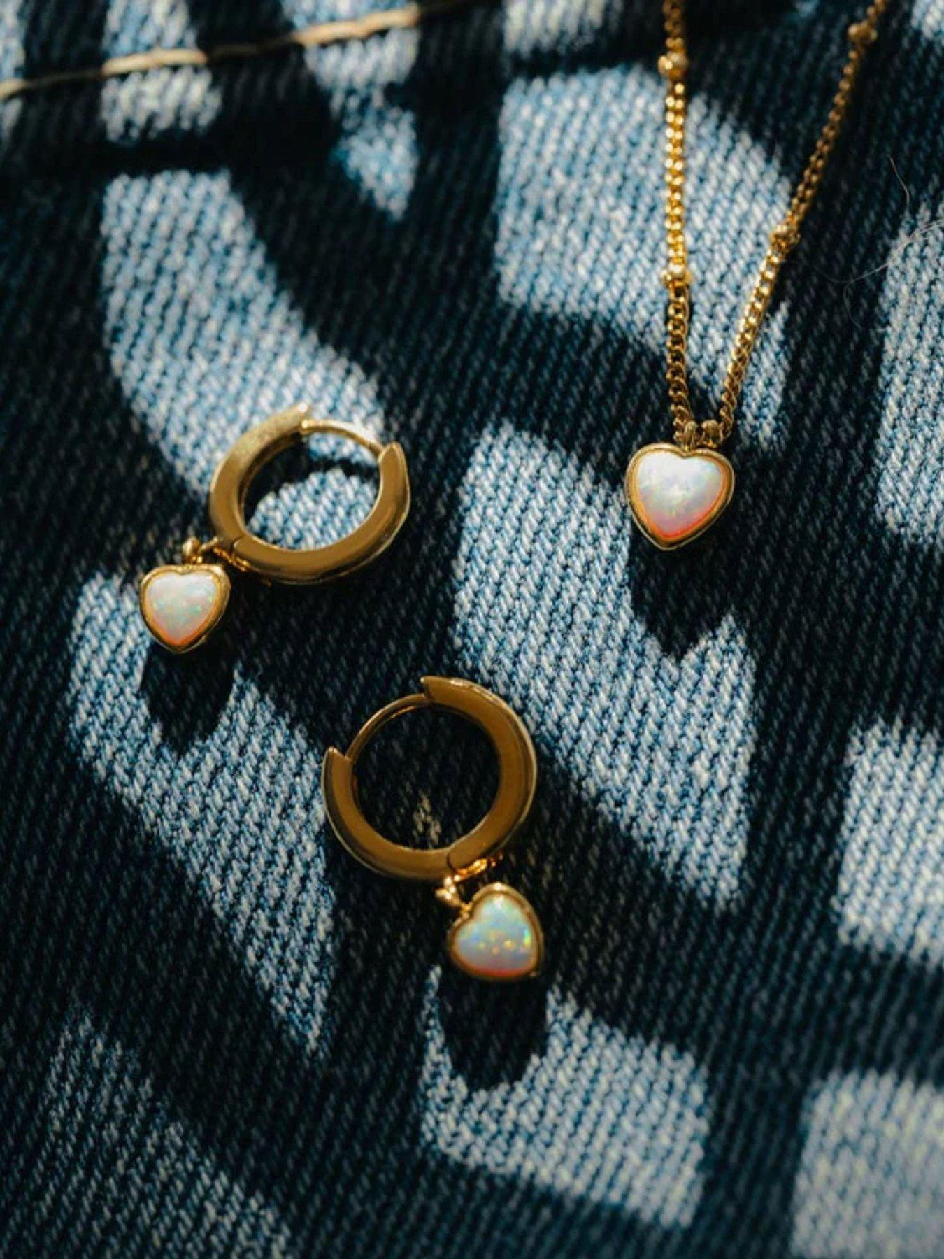 Image 3 of 3 of Orelia Opal Heart Charm Necklace