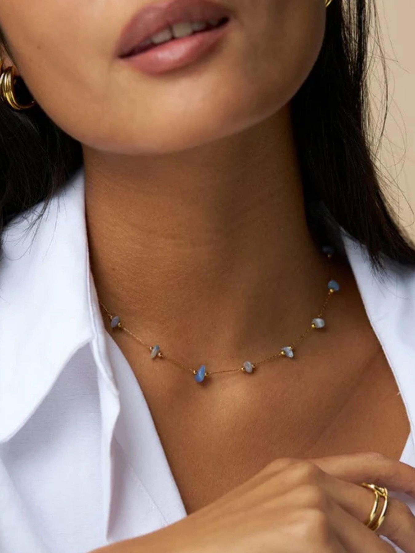 Orelia Semi Precious Chip Stationed Necklace