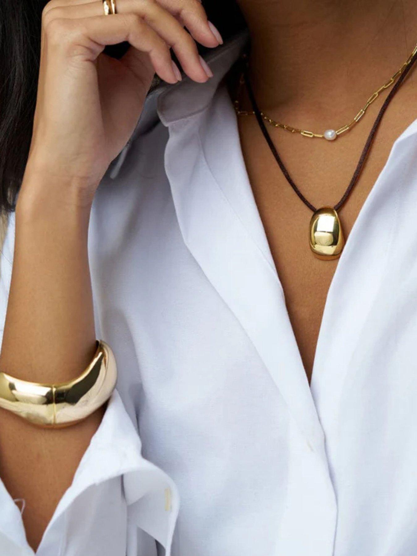 Orelia Tapered Metal & Cord Necklace