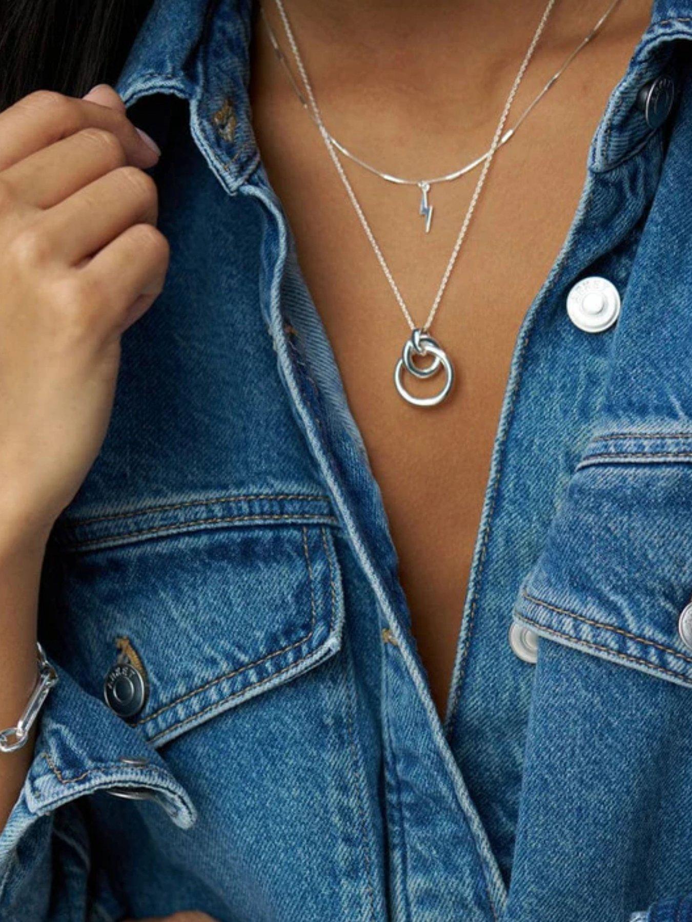 Orelia Metal Lightning Charm Necklace - S