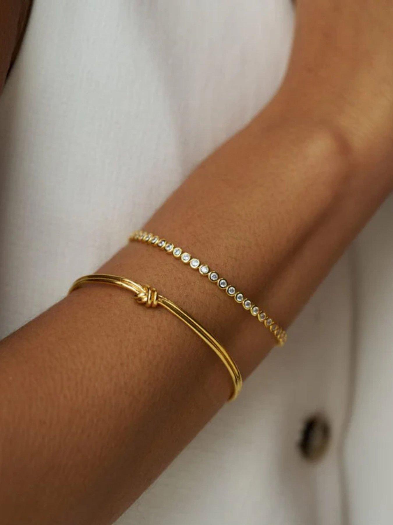 Orelia Linear Knot & Crystal Bangle 2 Pack