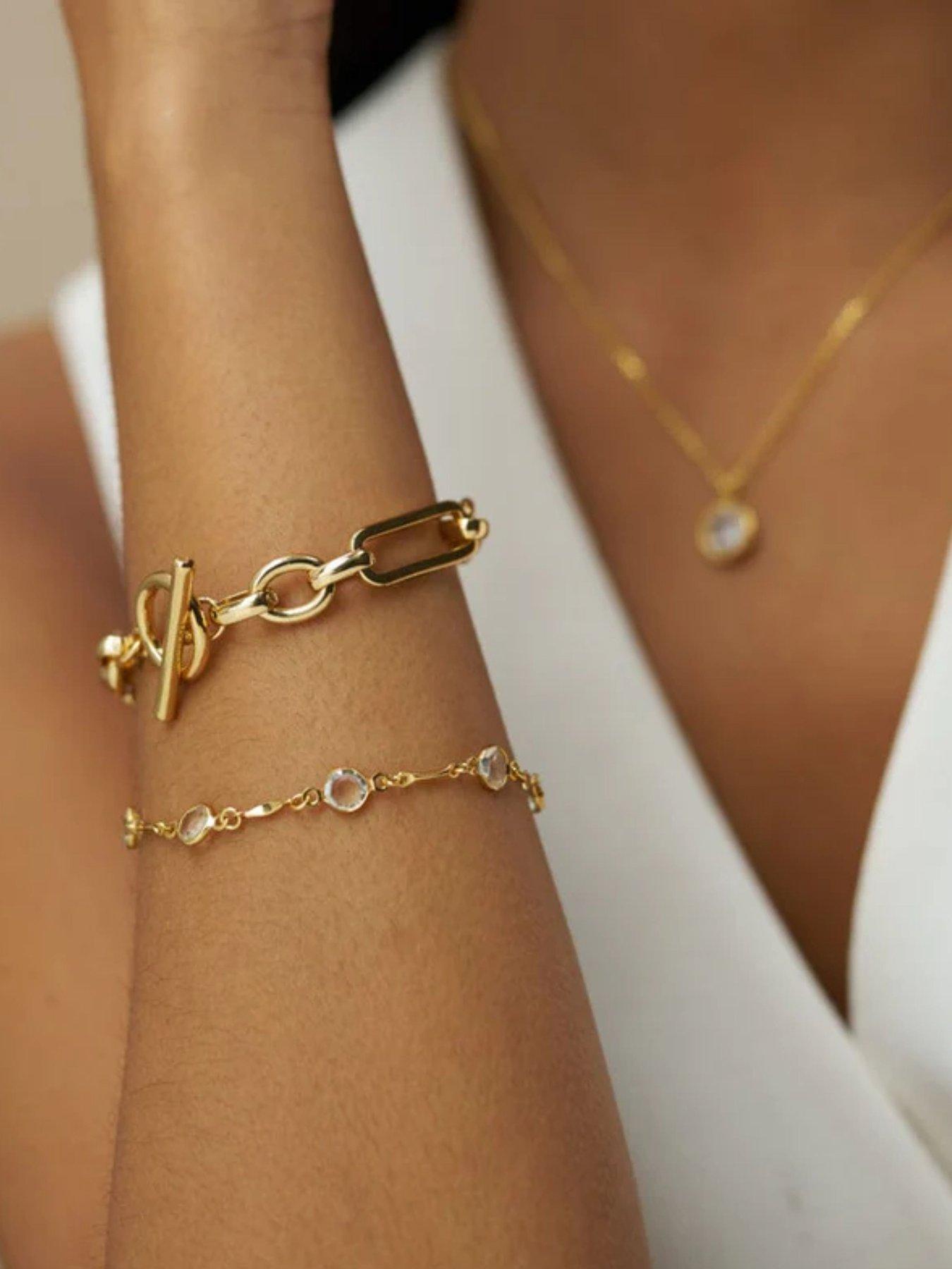 Orelia Faceted Crystal & Link Chain Bracelet