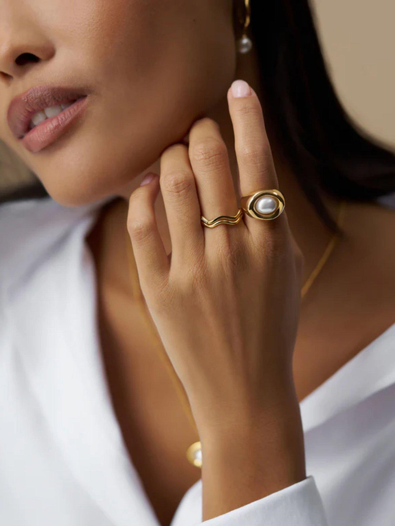Orelia Statement Molten Pearl Ring