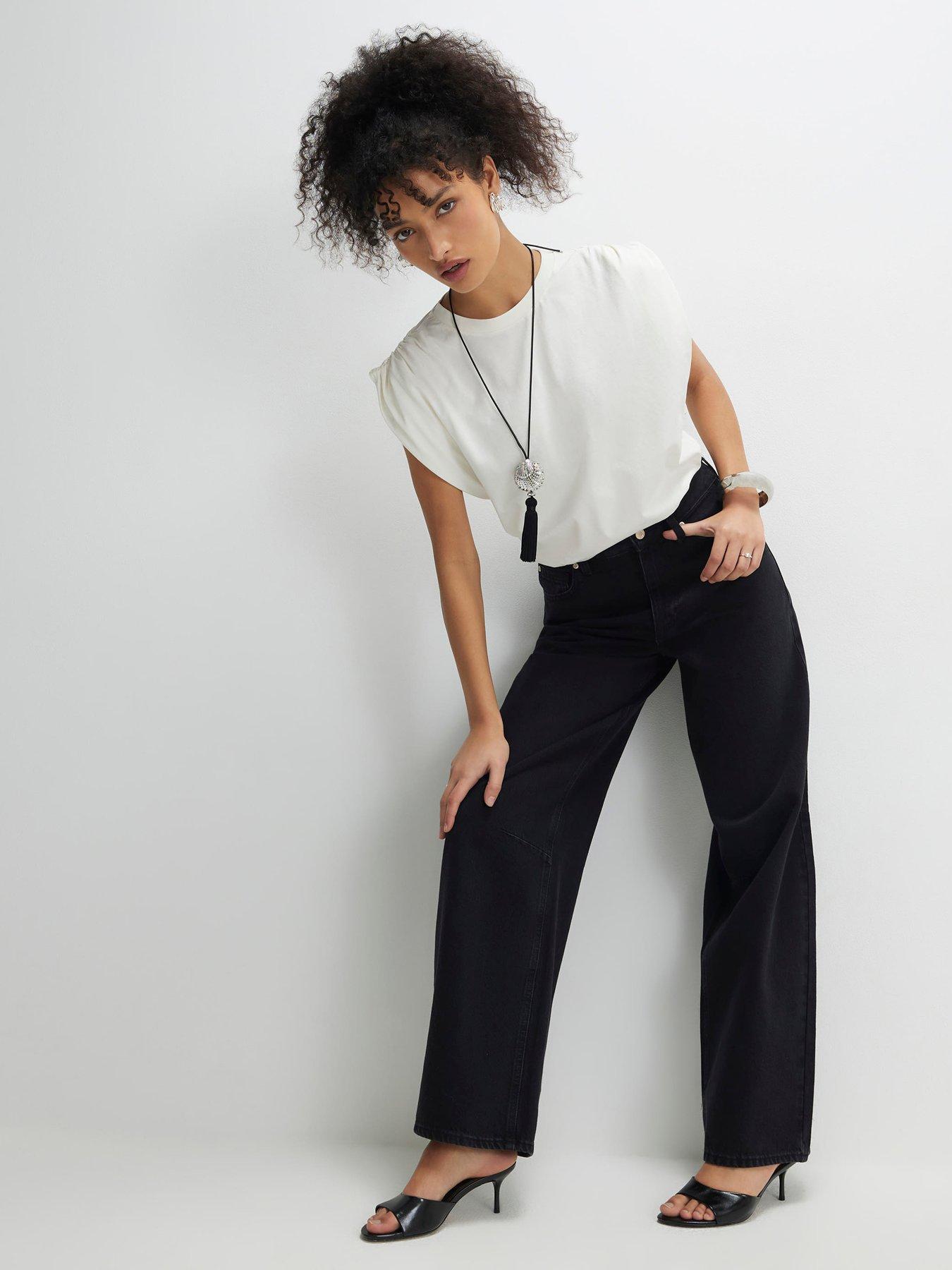 Image 3 of 6 of River Island Short Sleeve Ruched Shoulder Tee