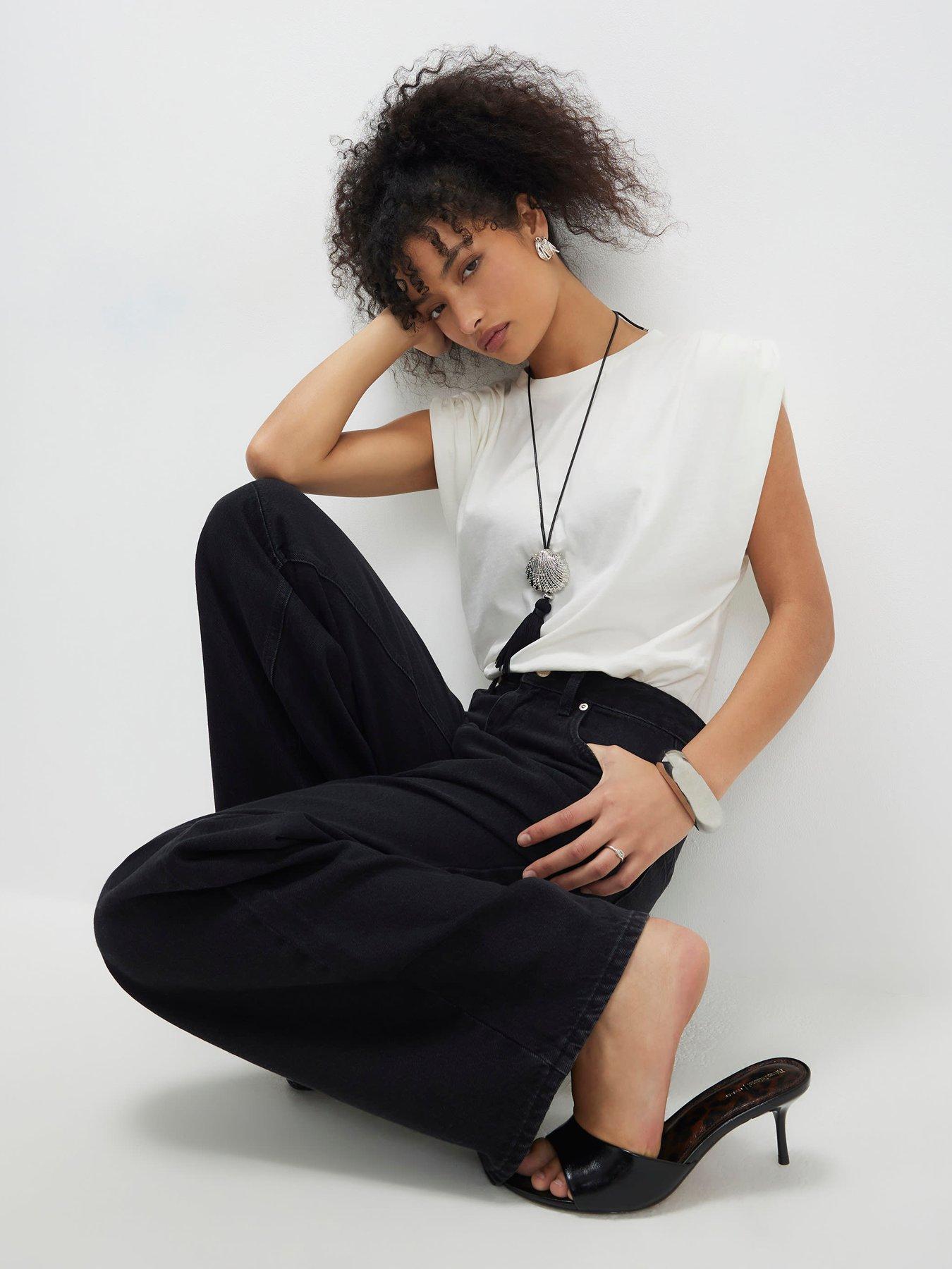 Image 4 of 6 of River Island Short Sleeve Ruched Shoulder Tee