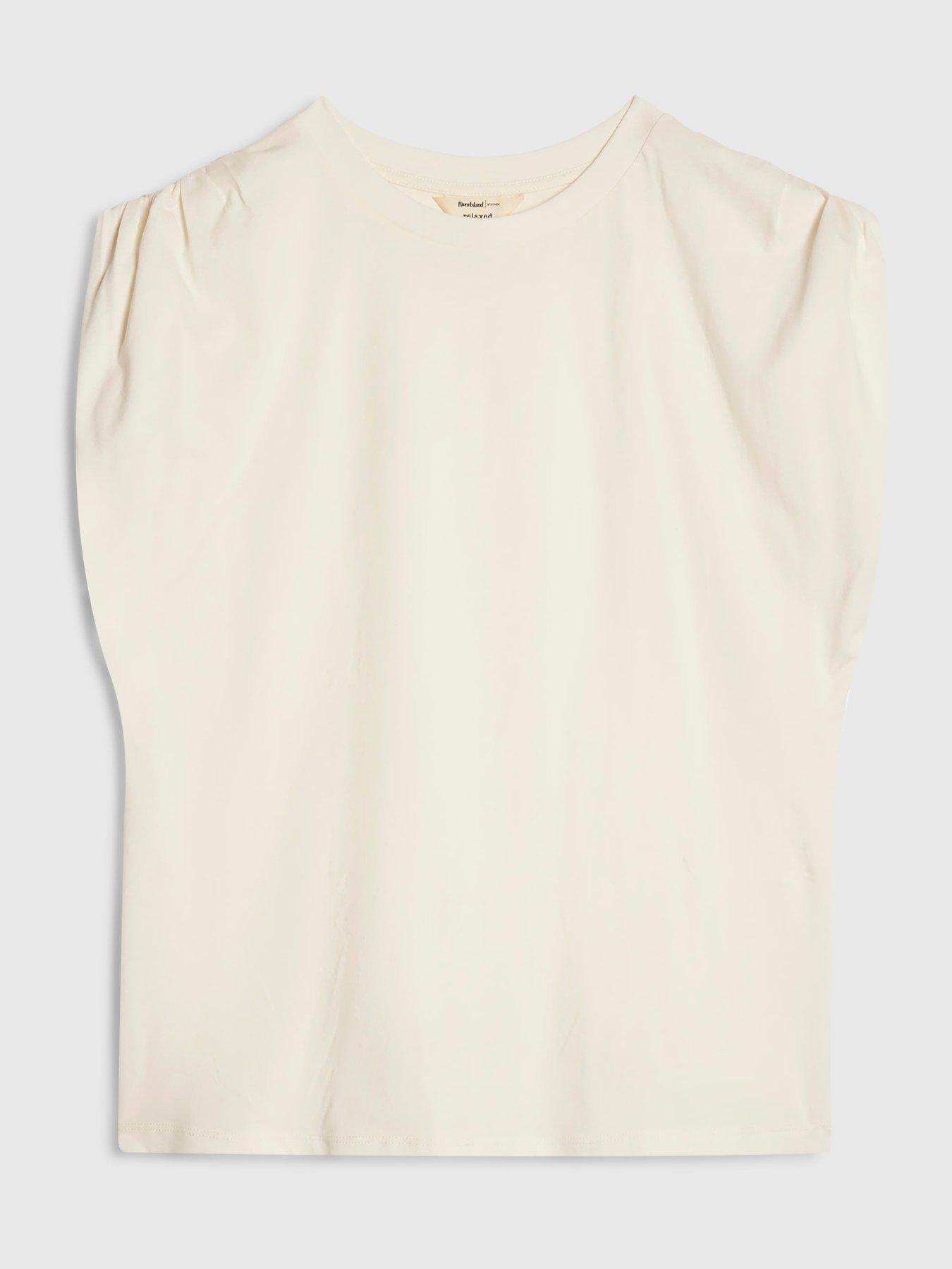 Image 5 of 6 of River Island Short Sleeve Ruched Shoulder Tee
