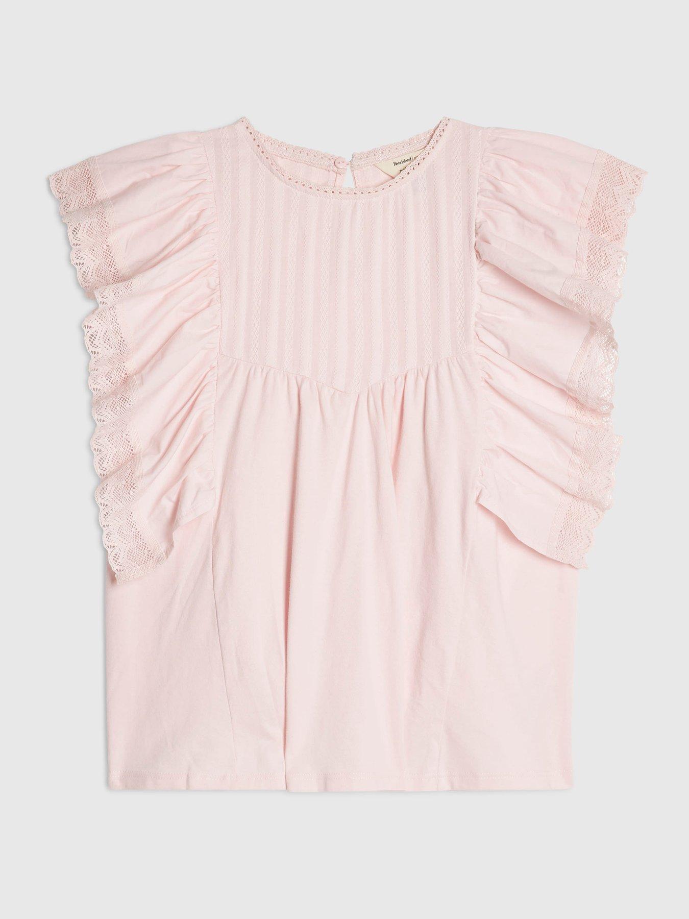 Image 5 of 6 of River Island Short Victoriana Frill Blouse - Pink