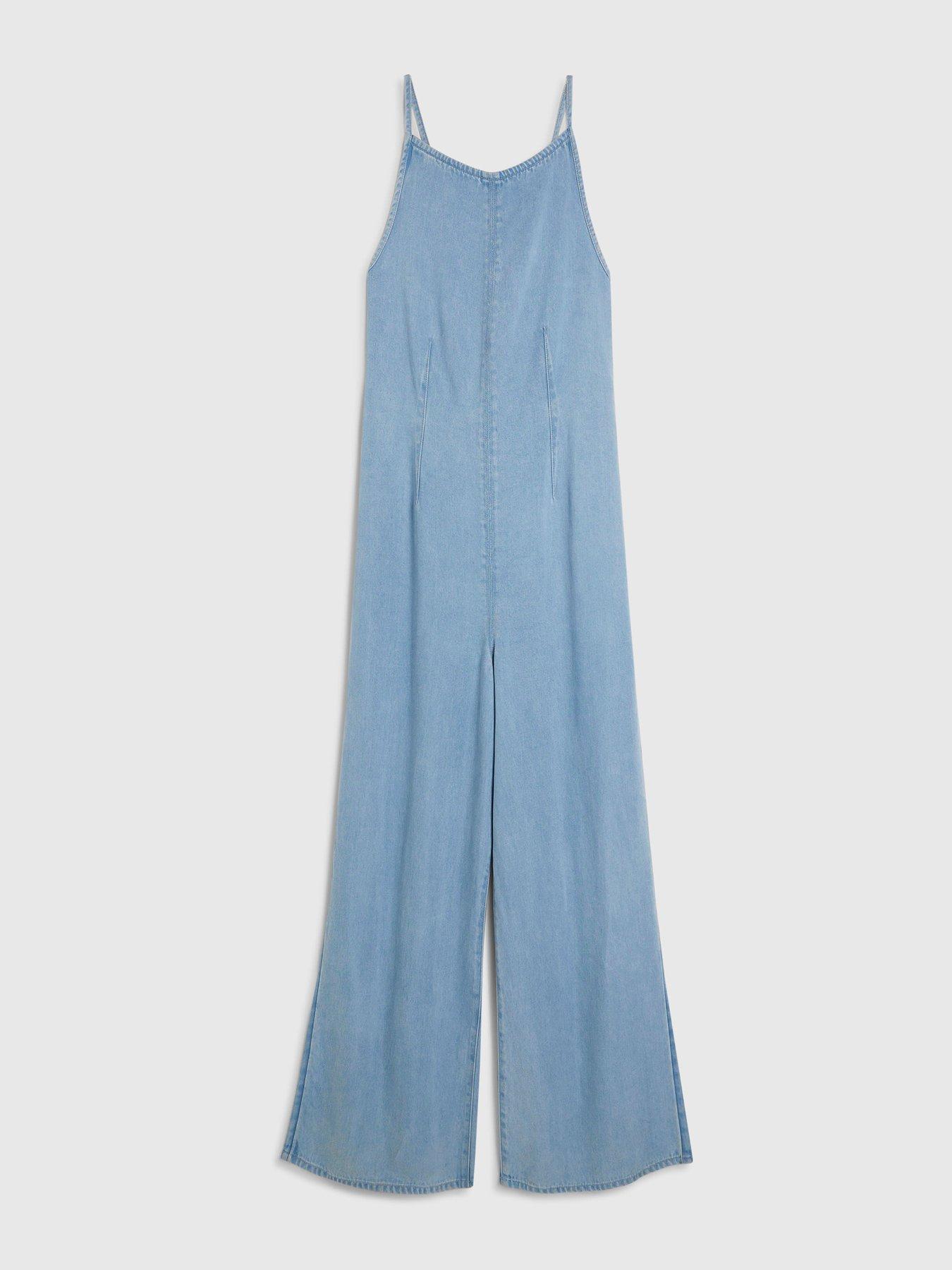 Image 5 of 6 of River Island Porto Boat Neck Wide Jumpsuit - Blue