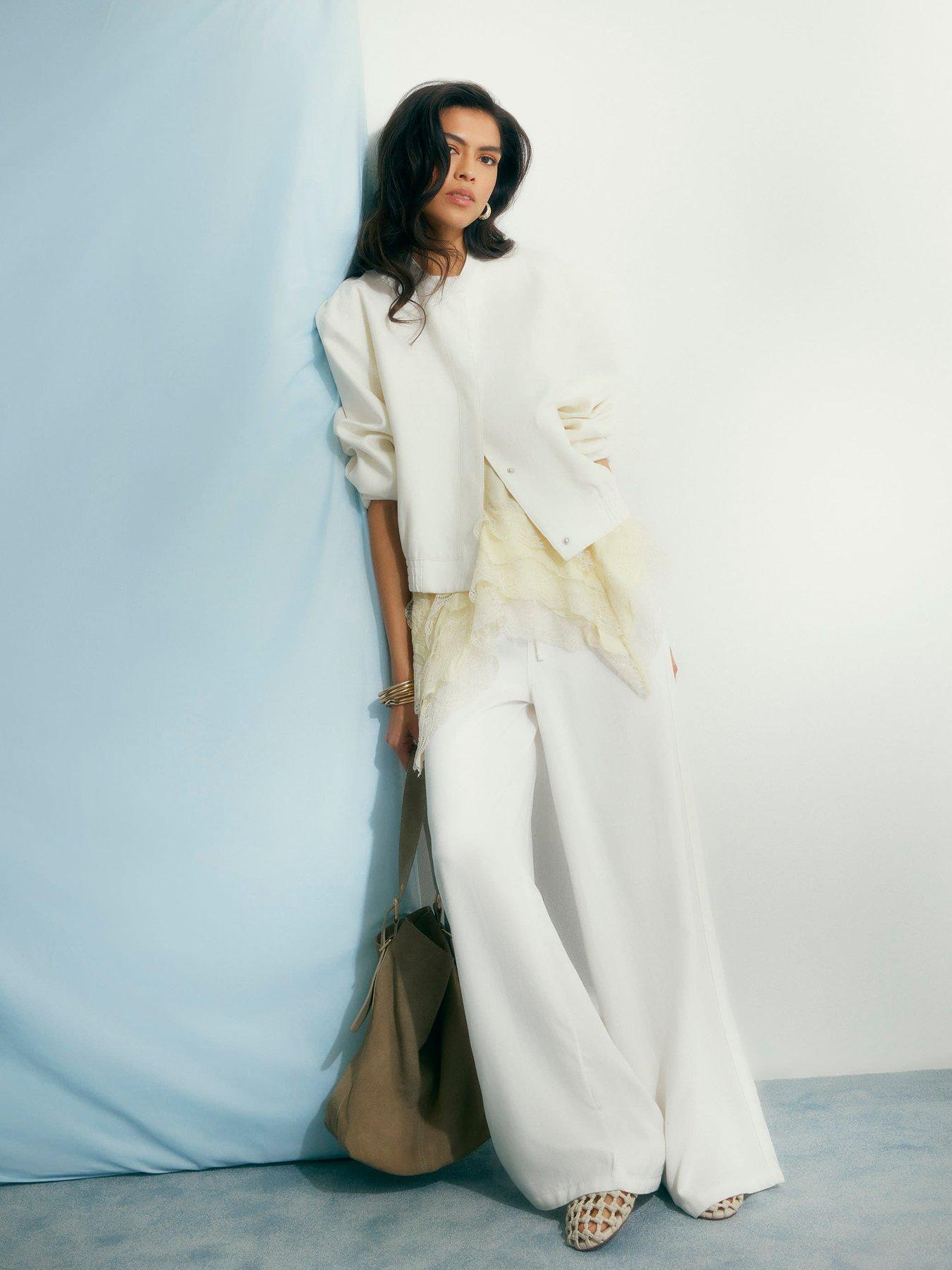 Image 1 of 6 of River Island Wide Leg PJ Pant Aladdin - White