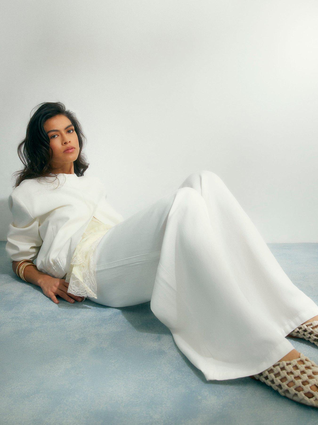 Image 3 of 6 of River Island Wide Leg PJ Pant Aladdin - White