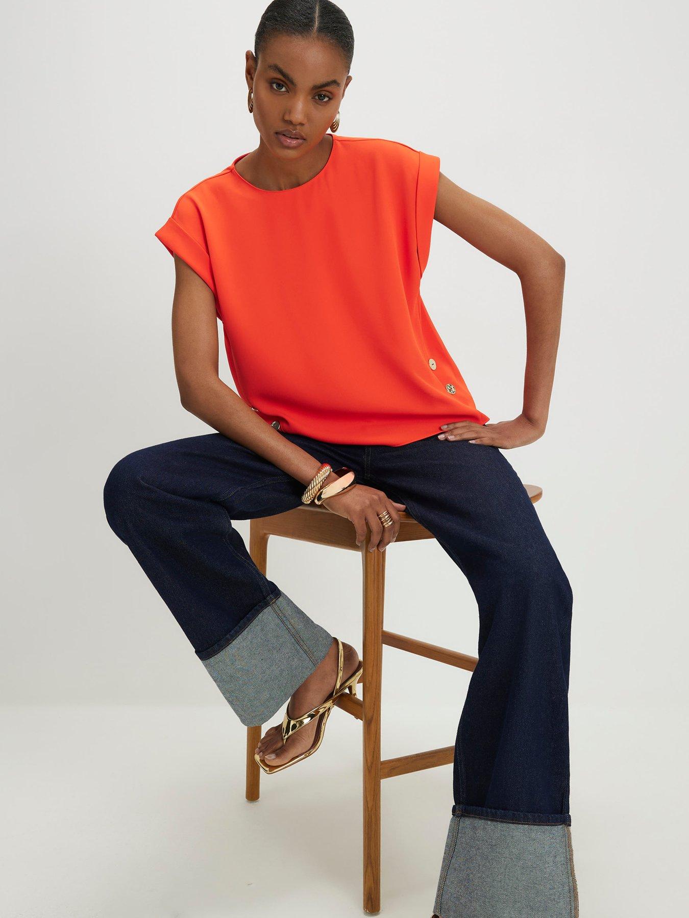 River Island Soft Crepe Shell Top - Orange