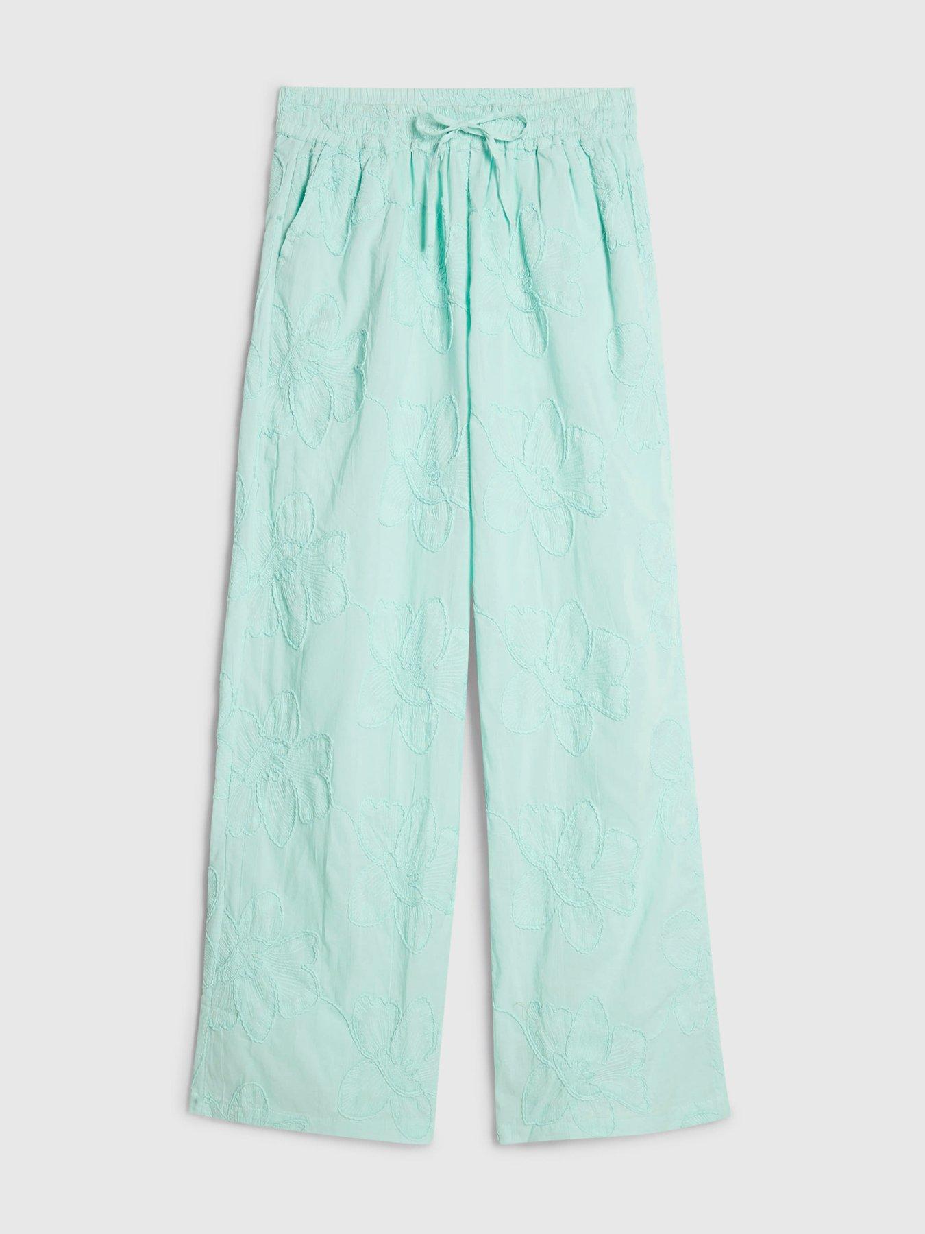 Image 5 of 6 of River Island Aqua Floral Textured Trouser Co-ord