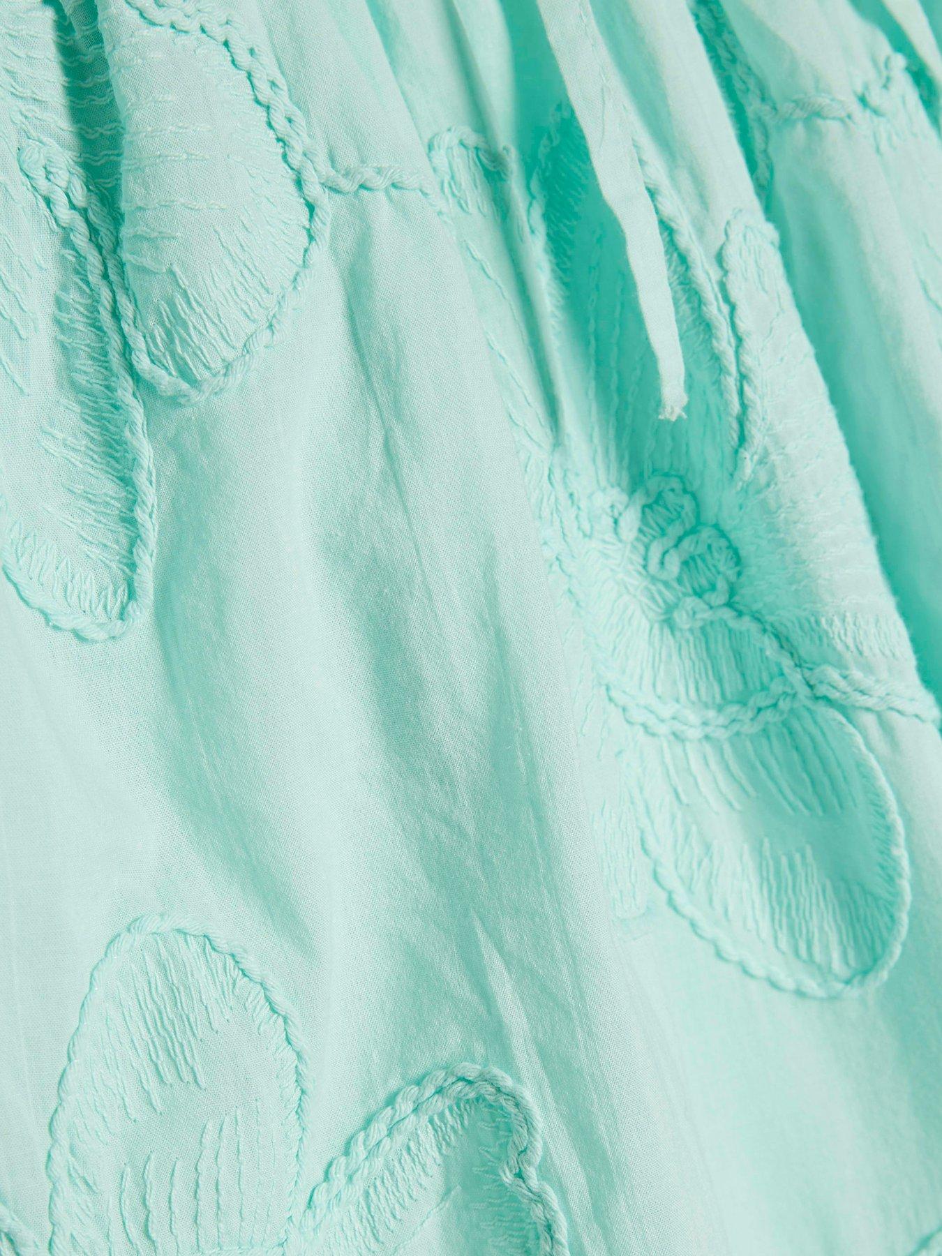 Image 6 of 6 of River Island Aqua Floral Textured Trouser Co-ord