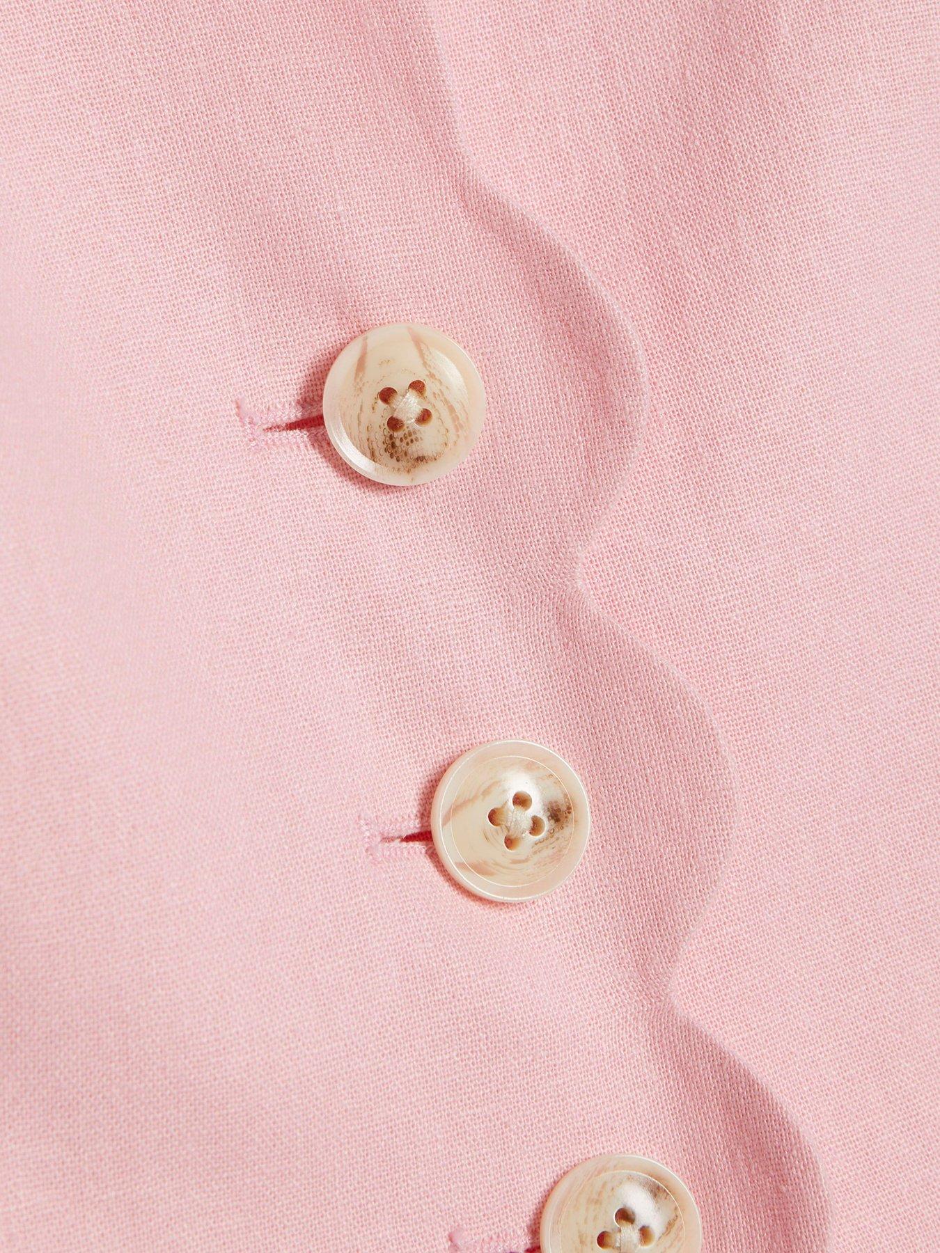 Image 6 of 6 of River Island Pink Scallop Linen Waistcoat Co-ord