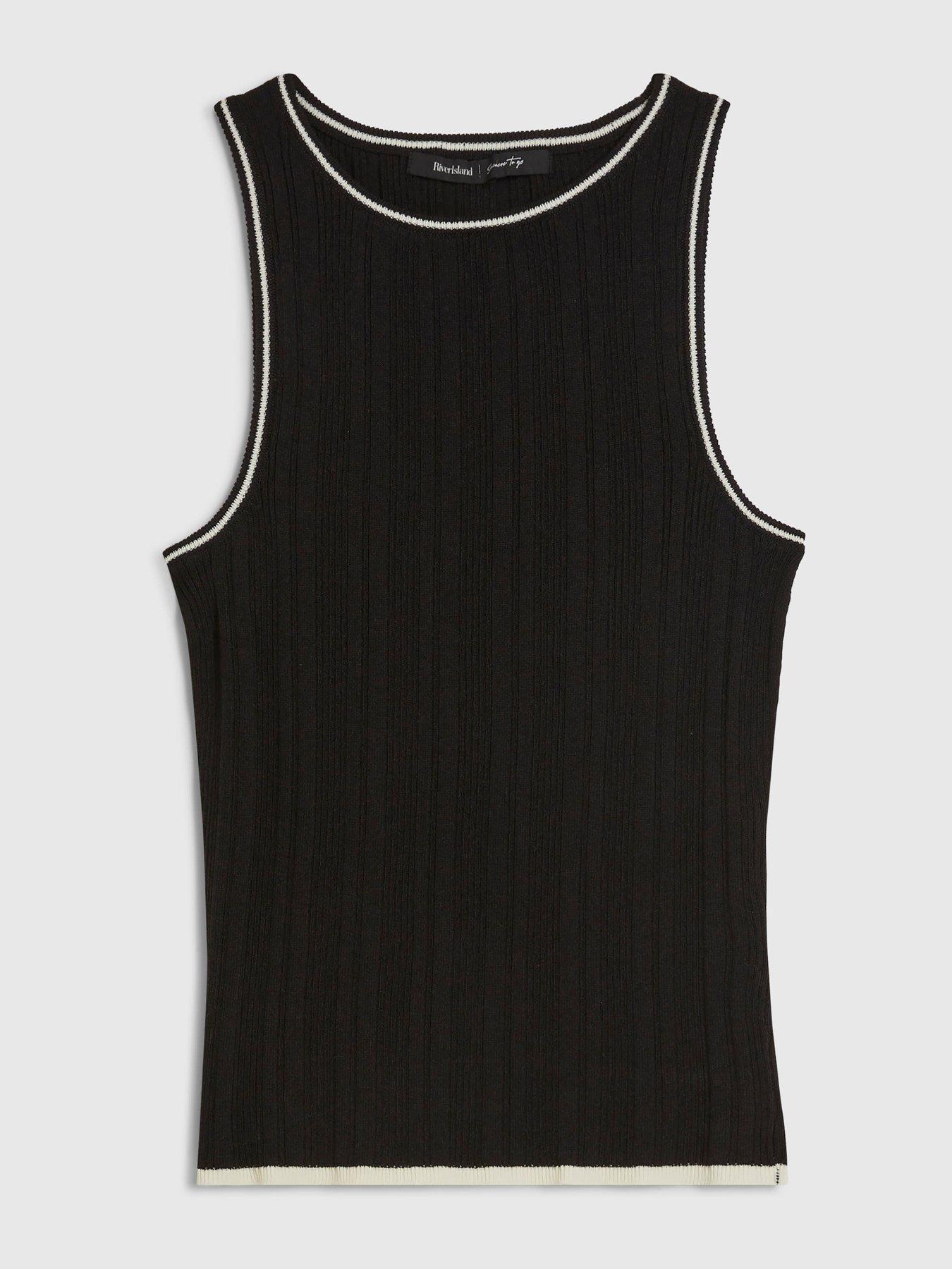 Image 5 of 6 of River Island Rib Tipped Vest - Black