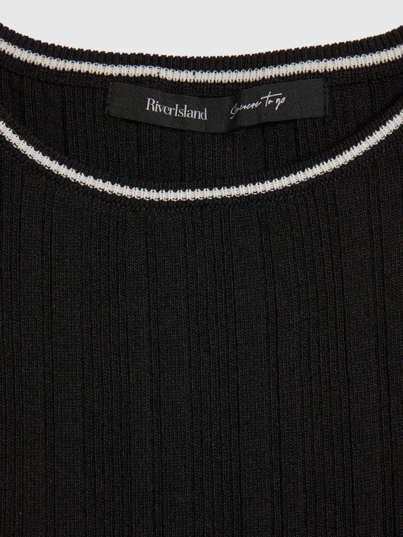Image 6 of 6 of River Island Rib Tipped Vest - Black