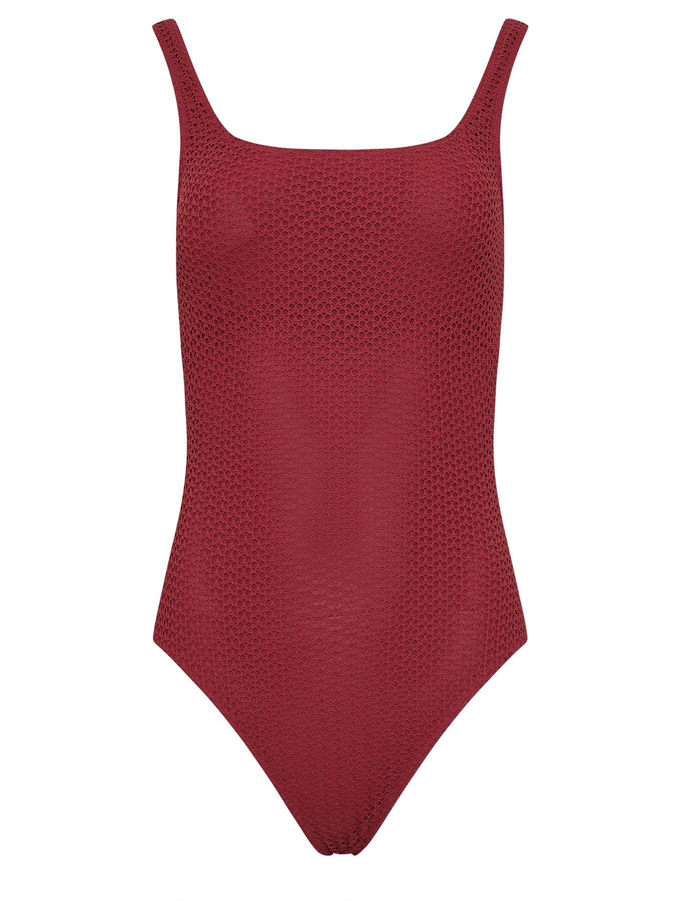 Image 6 of 6 of Long Tall Sally Crochet Swimsuit - Red
