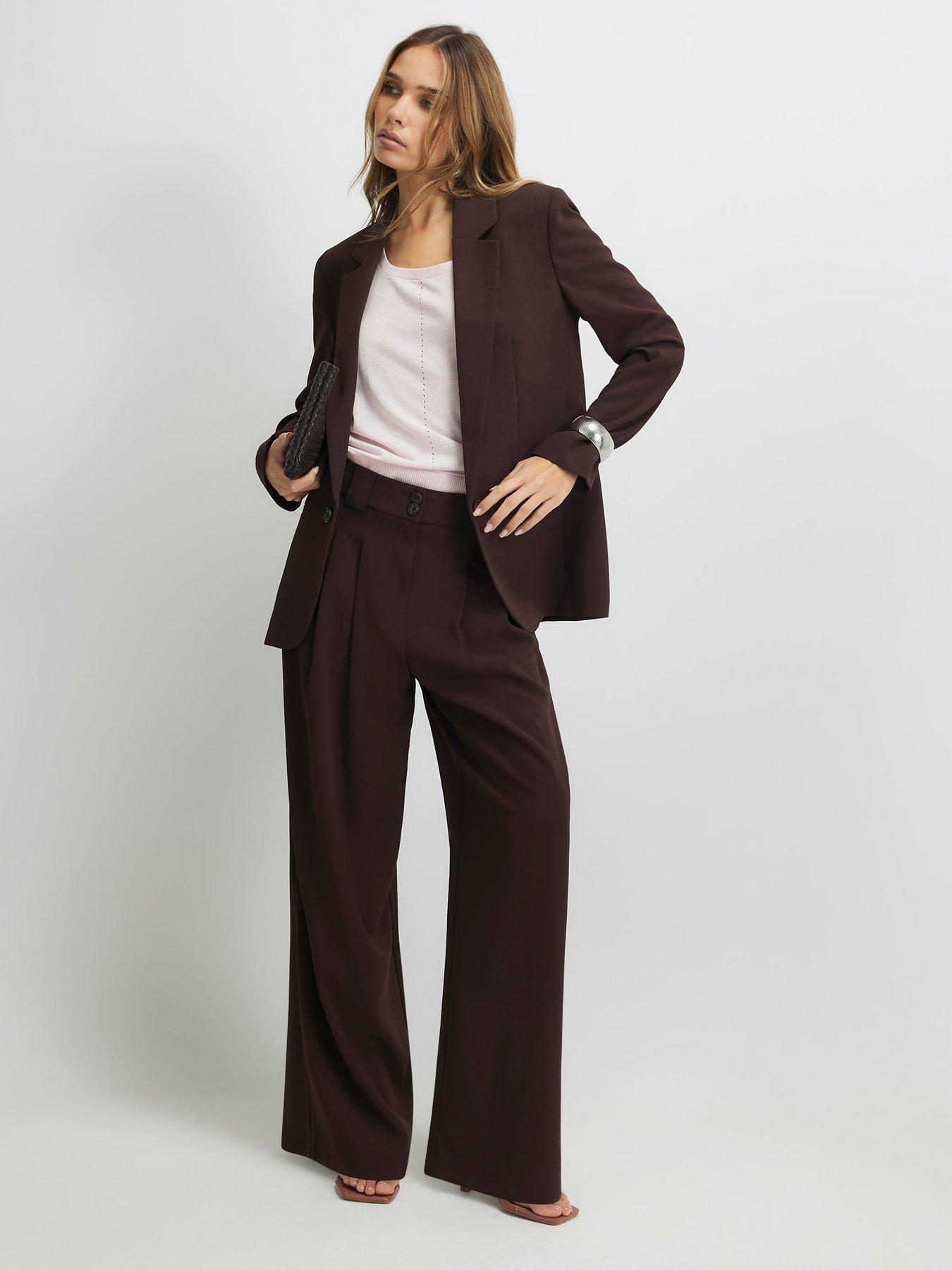 River Island Easy Wide Trouser - Brown