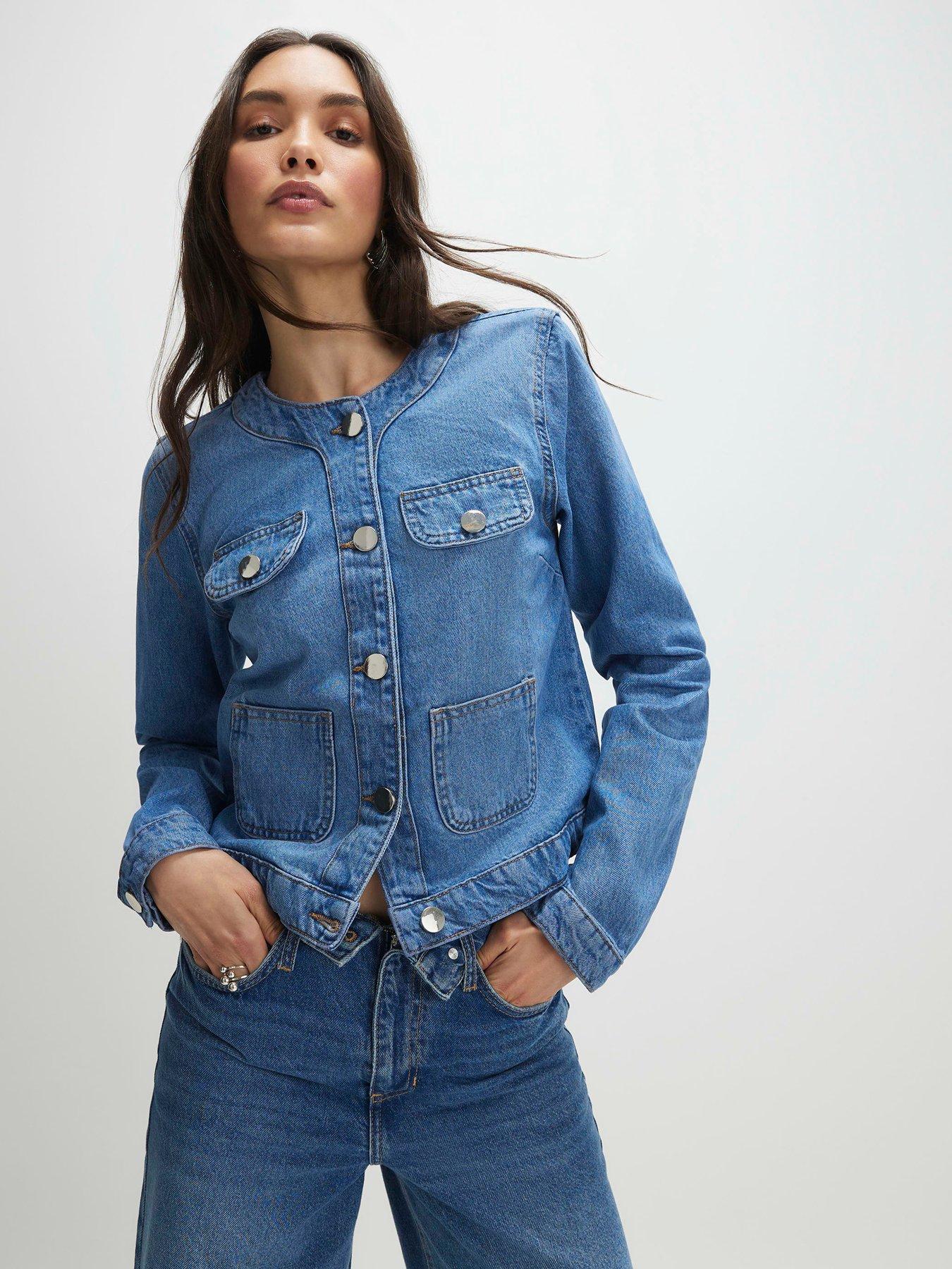 River Island Denim Trophy Jacket Viennetta - Blue