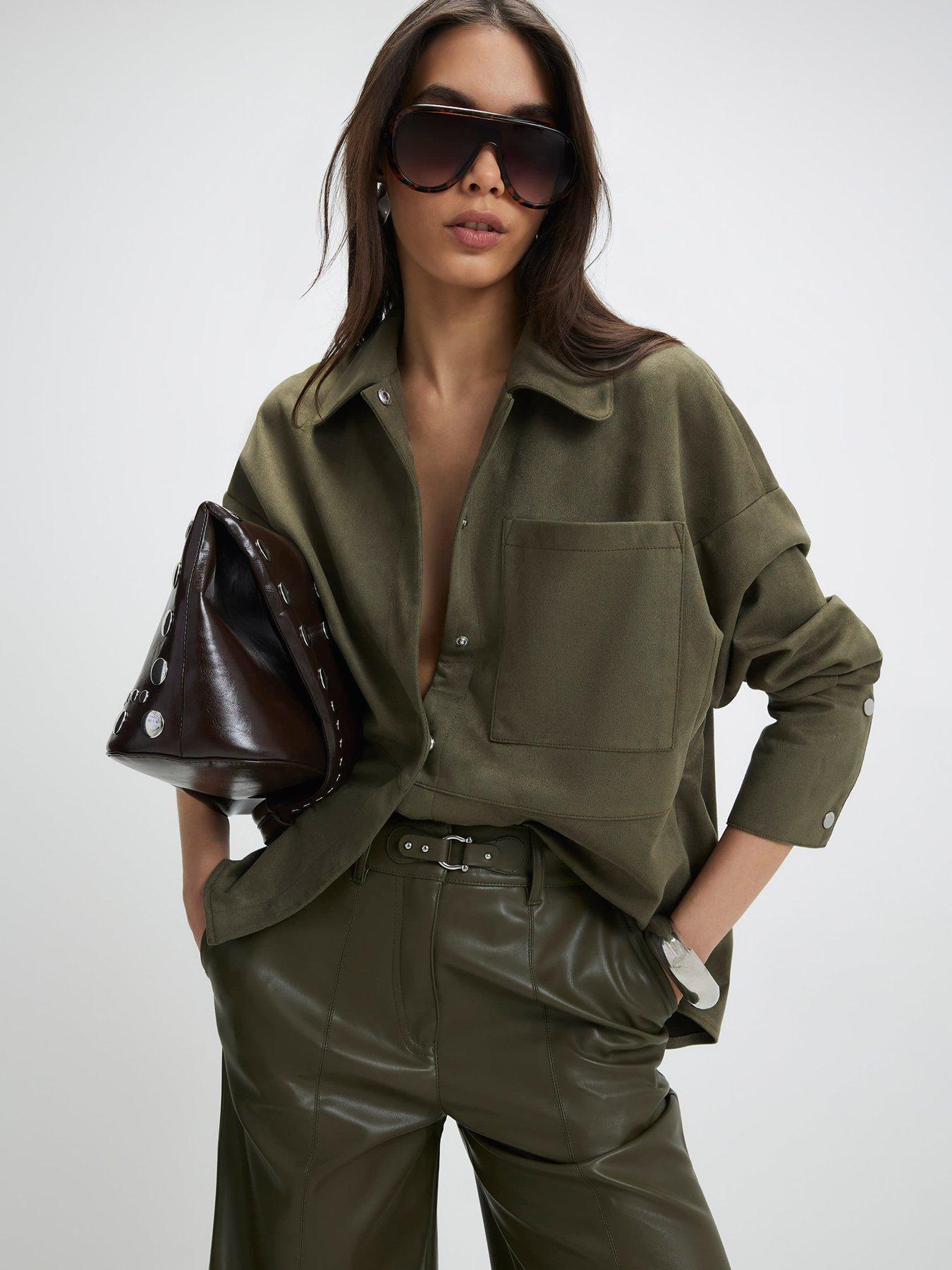 River Island Oversized Suedette Overshirt - Green