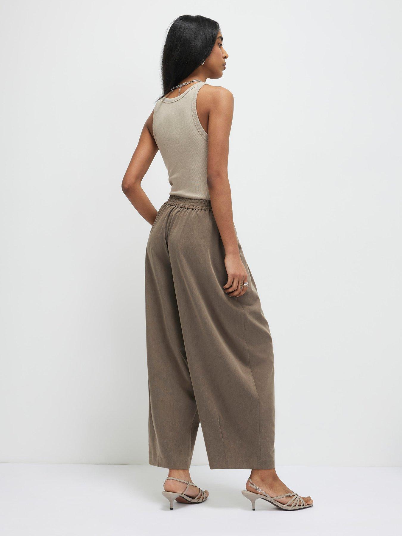 Image 2 of 4 of River Island Tailored Elasticated Balloon Trouser - Beige