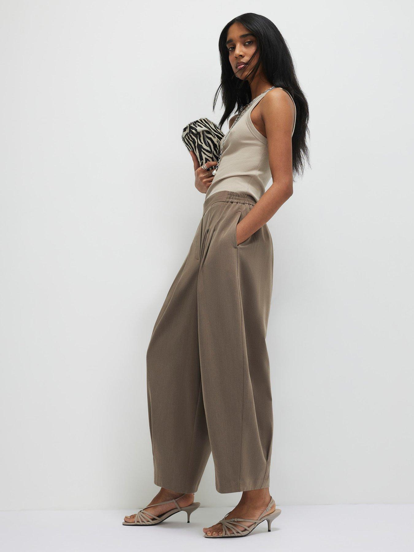 Image 3 of 4 of River Island Tailored Elasticated Balloon Trouser - Beige