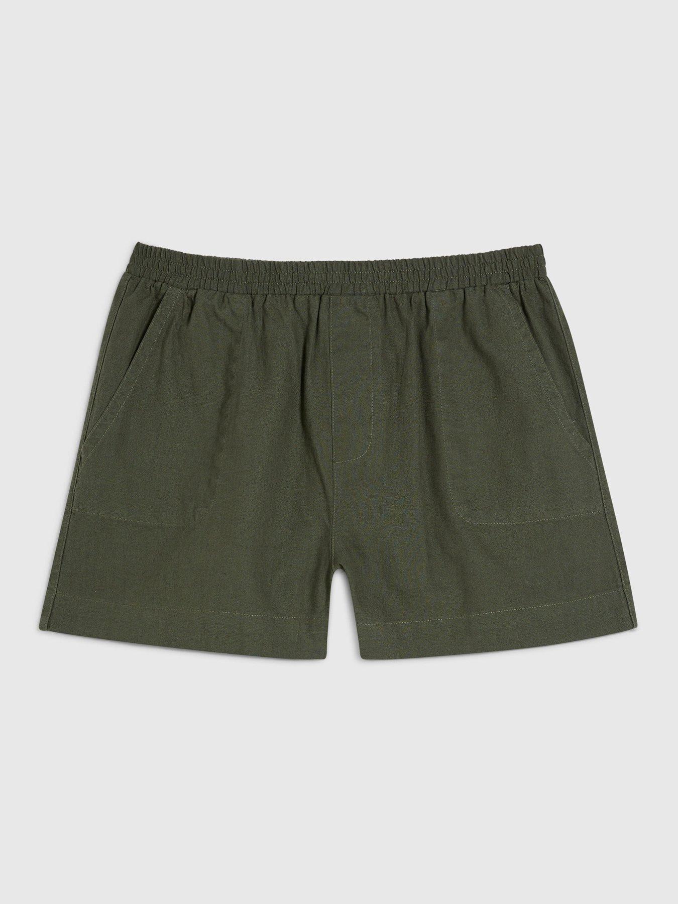 Image 5 of 5 of River Island Linen Pull On Shorts- Green