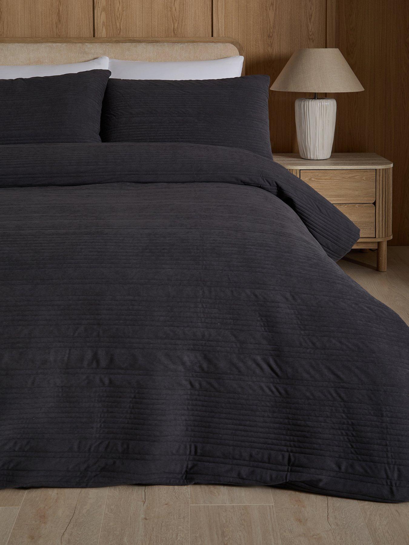 The Very Collection Matt Velvet Pinsonic Stripe Duvet Set