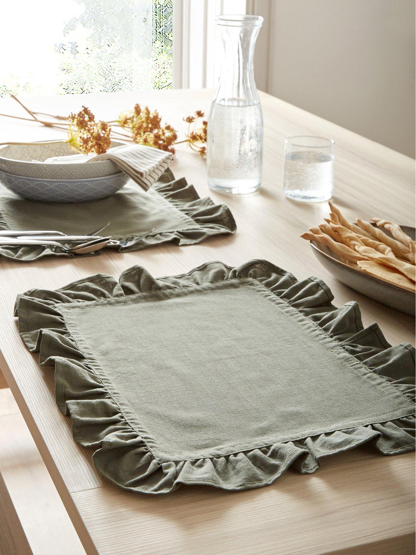 The Very Collection Cotton And Linen Blend Placemats With Frill Edge - Set Of 2