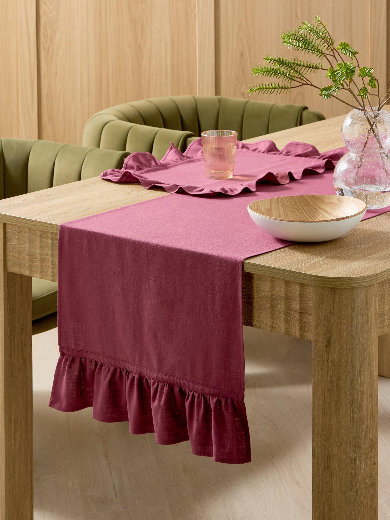 The Very Collection Cotton And Linen Blend Table Runner With Frill Edge