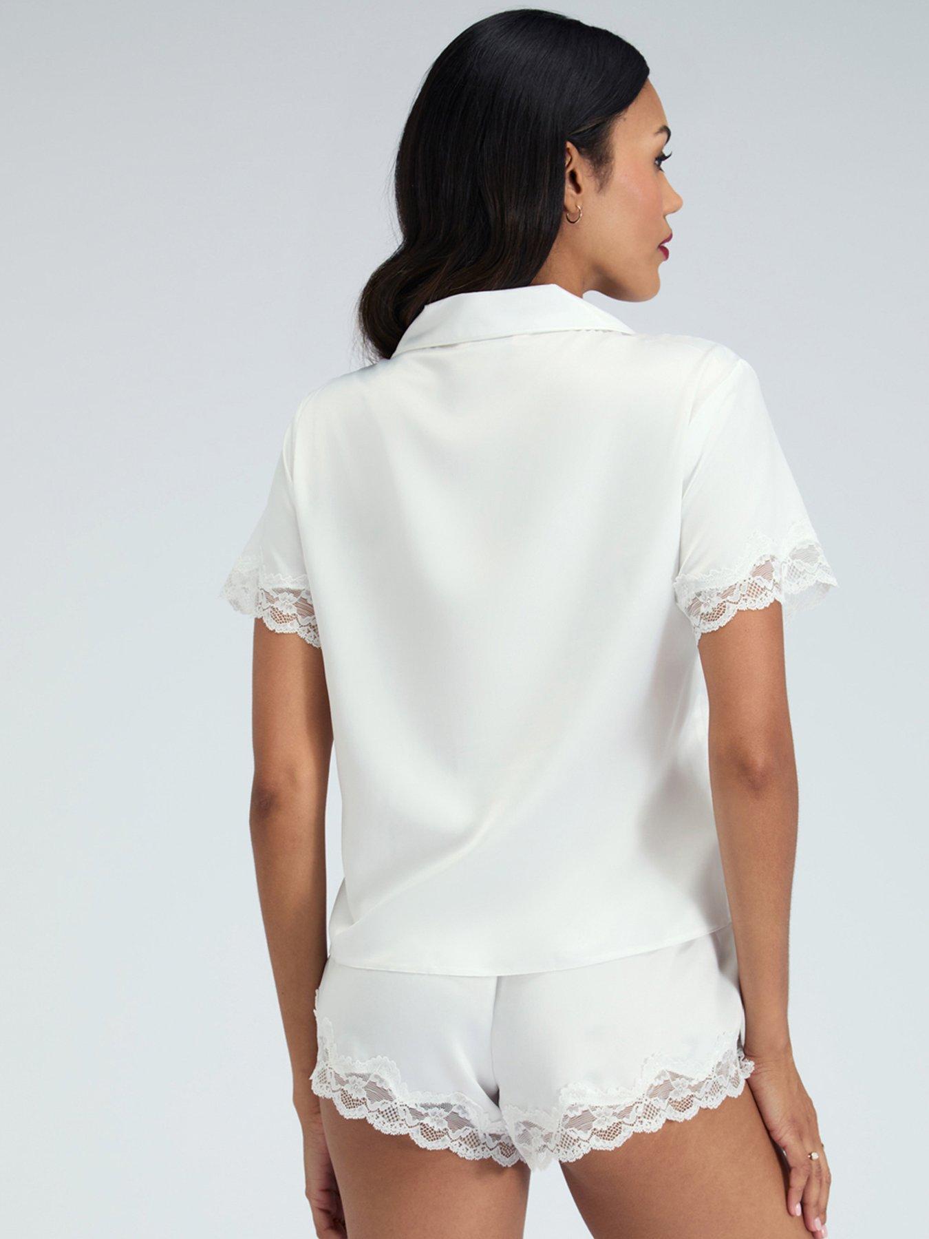 Image 2 of 7 of Boux Avenue Amelia Satin Short Pyjama Set - Ivory