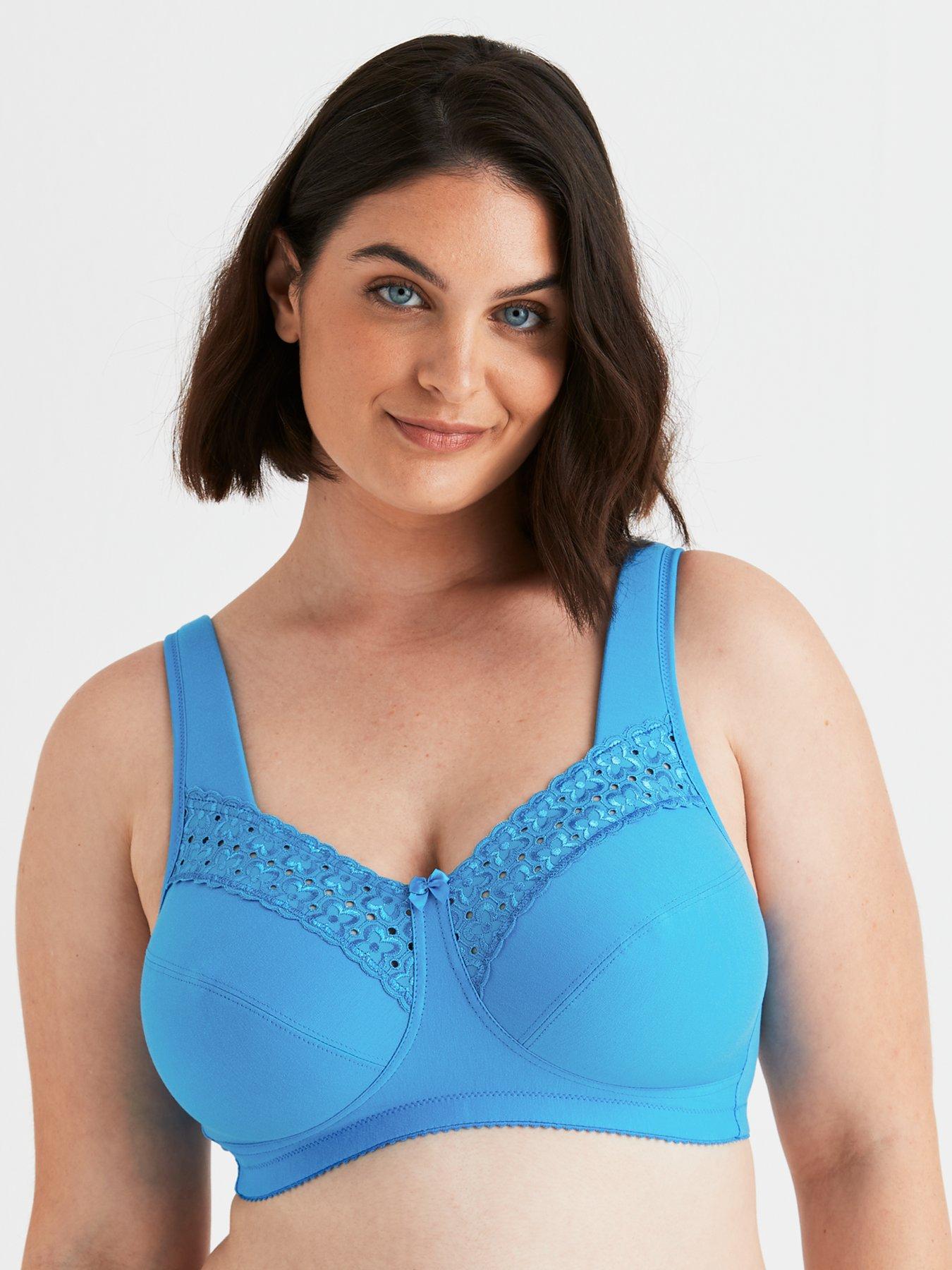 Miss Mary of Sweden Miss Mary Of Sweden Broderie Anglaise Non-wired Bra In Fabulous Cotton With Wide Padded Straps (second Sizes) - Soft Aqua