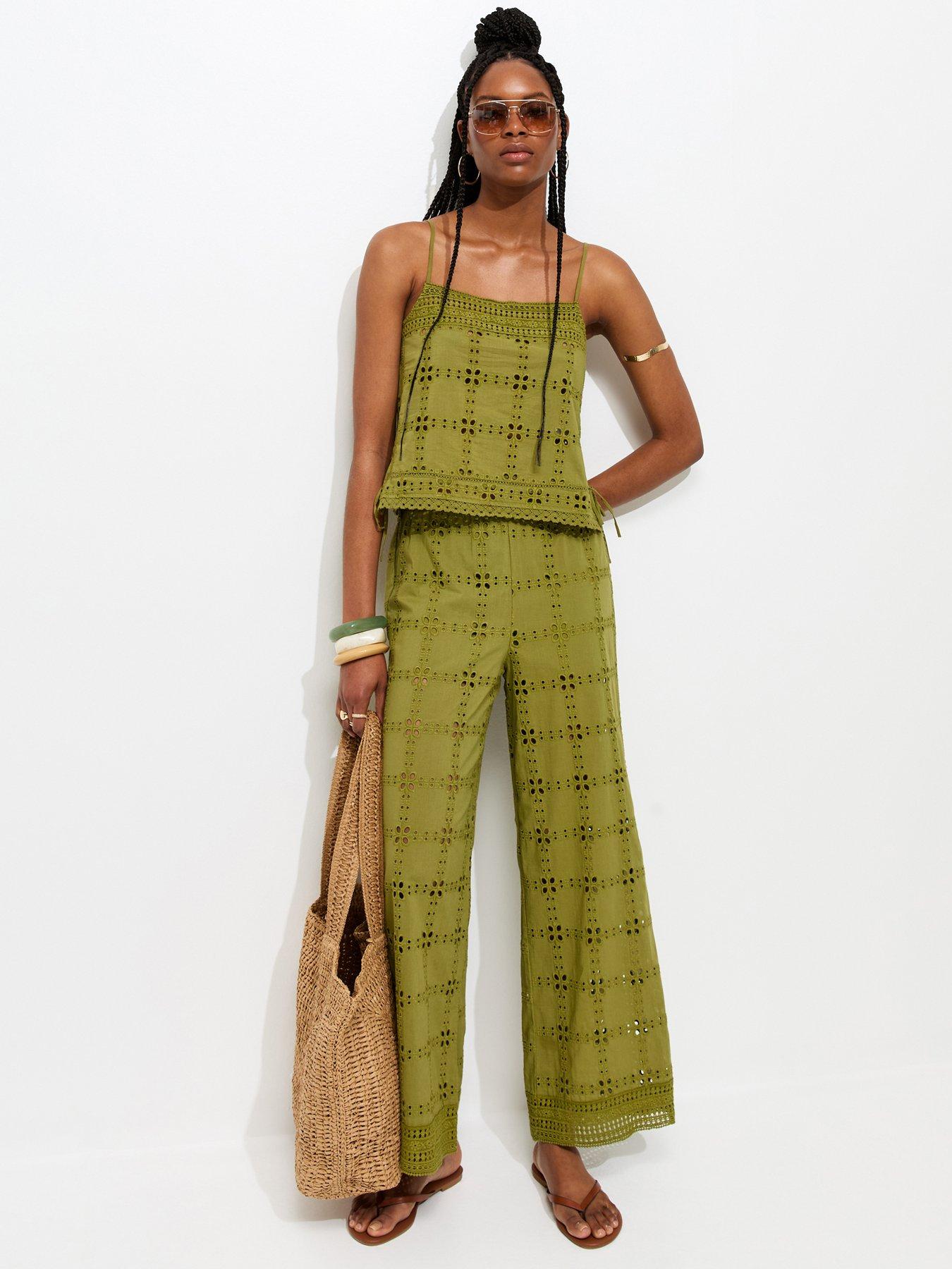 Image 3 of 6 of New Look Cutwork Cami Top - Green
