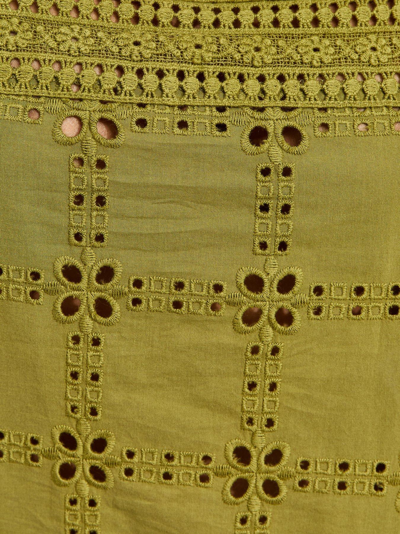 Image 6 of 6 of New Look Cutwork Cami Top - Green