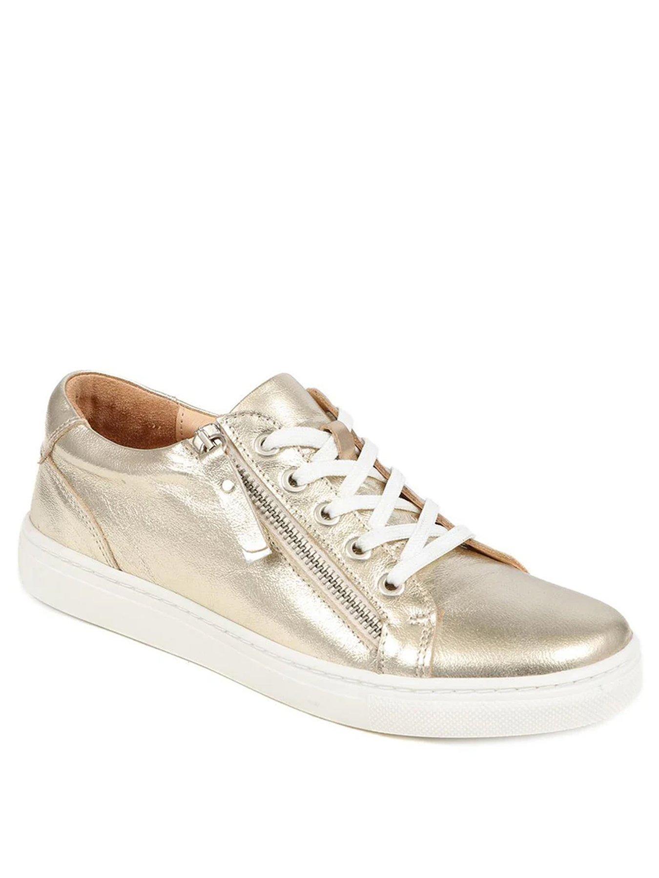 Image 2 of 5 of Jones Bootmaker Padova Low Lace Up Trainer - Gold
