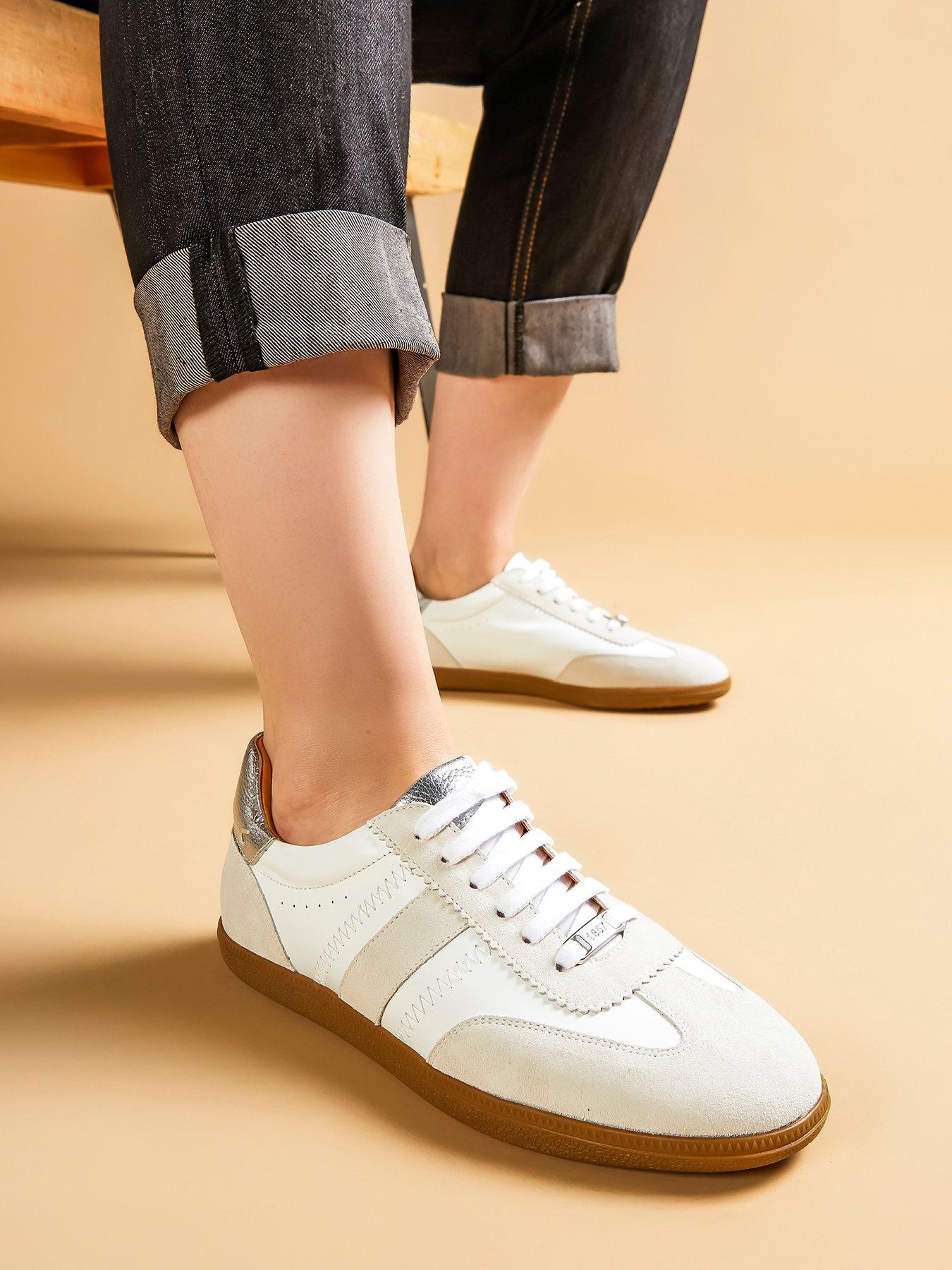 Image 6 of 6 of Jones Bootmaker Artea Lace Up Trainer - White/silver