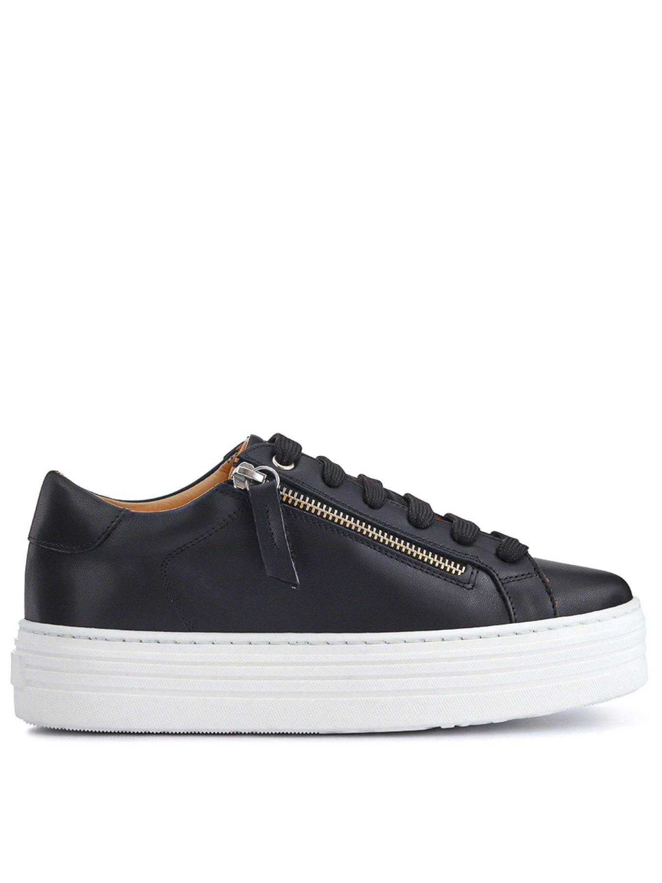 front image of jones-bootmaker-amalia-flatform-trainer-black