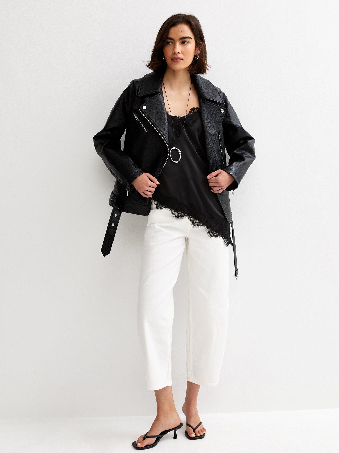  image of new-look-black-asymmetric-lace-cami-top