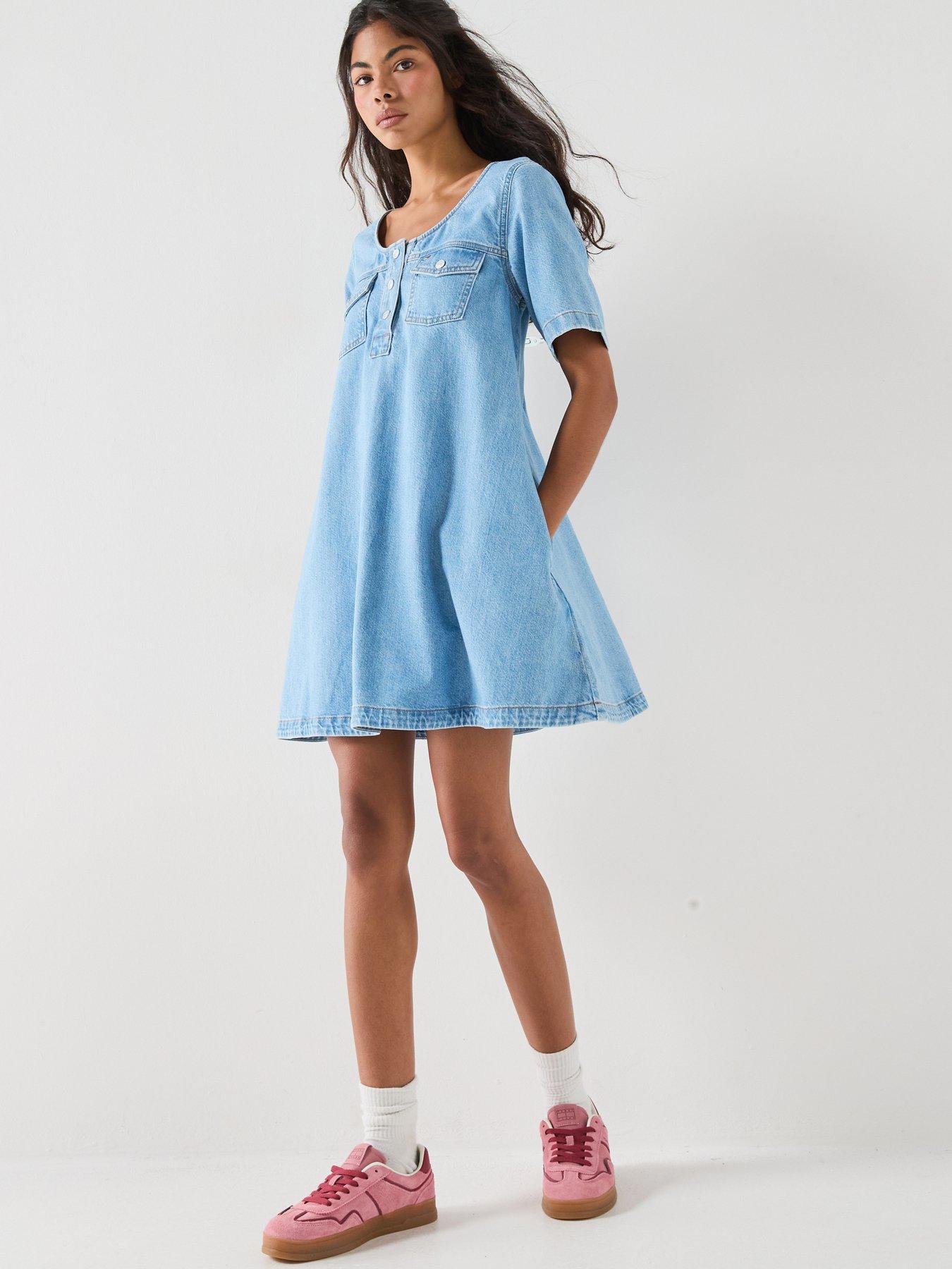 Image 3 of 6 of Tommy Jeans A-Line Denim Dress - Blue