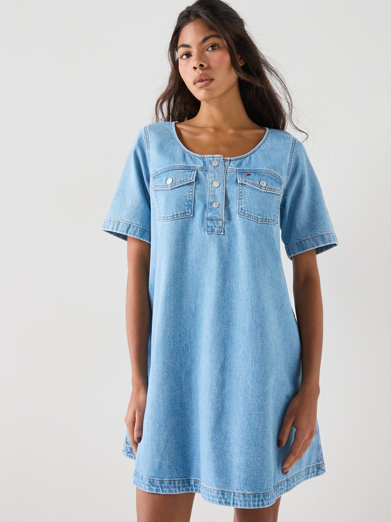 Image 5 of 6 of Tommy Jeans A-Line Denim Dress - Blue