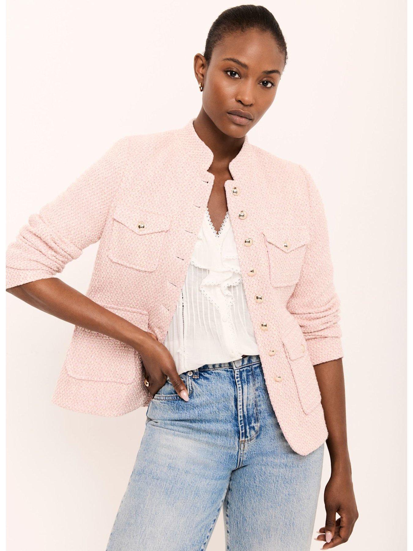  image of mint-velvet-boucle-jacket-pink
